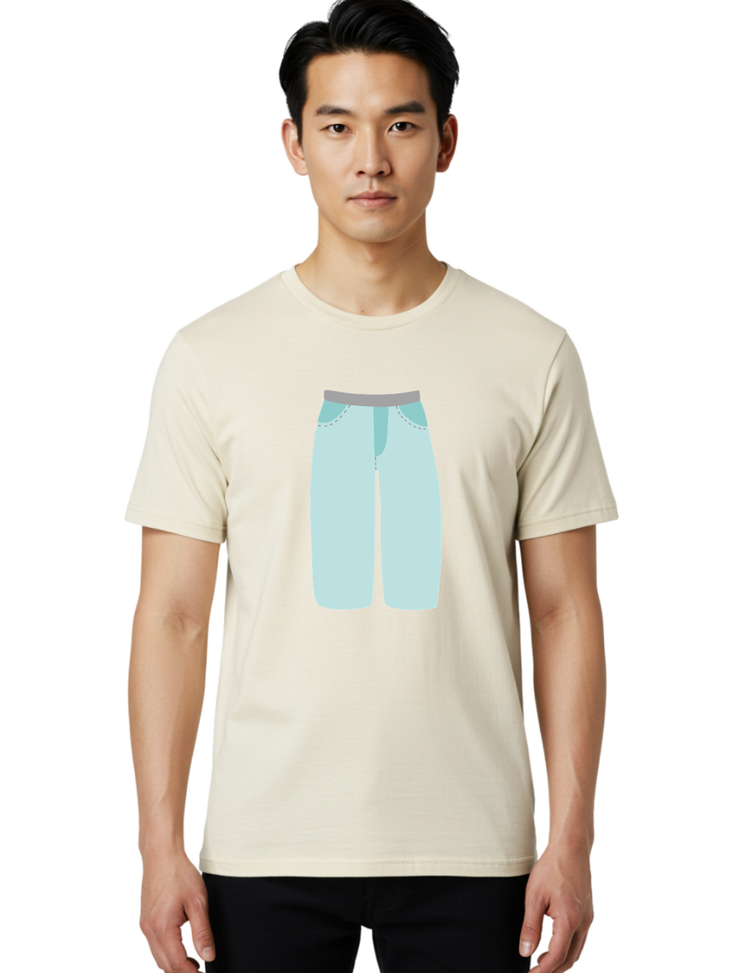 Pajama-Pants Men'S Graphic Tee, 100% Cotton, Comfortable Casual Summer Wear, Machine Washable, Light Blue Pants, Gray Waistband, Back Pockets, Casual Wear, Comfortable Clothing, Simple Design, Minimal Style, Fashion Illustration Aac066