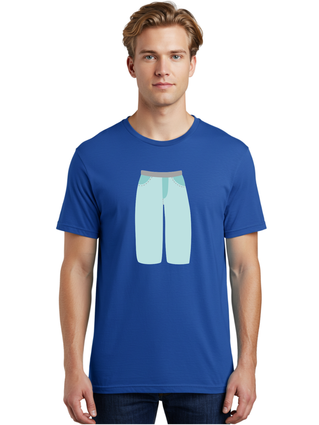 Pajama-Pants Men'S Graphic Tee, 100% Cotton, Comfortable Casual Summer Wear, Machine Washable, Light Blue Pants, Gray Waistband, Back Pockets, Casual Wear, Comfortable Clothing, Simple Design, Minimal Style, Fashion Illustration Aac066