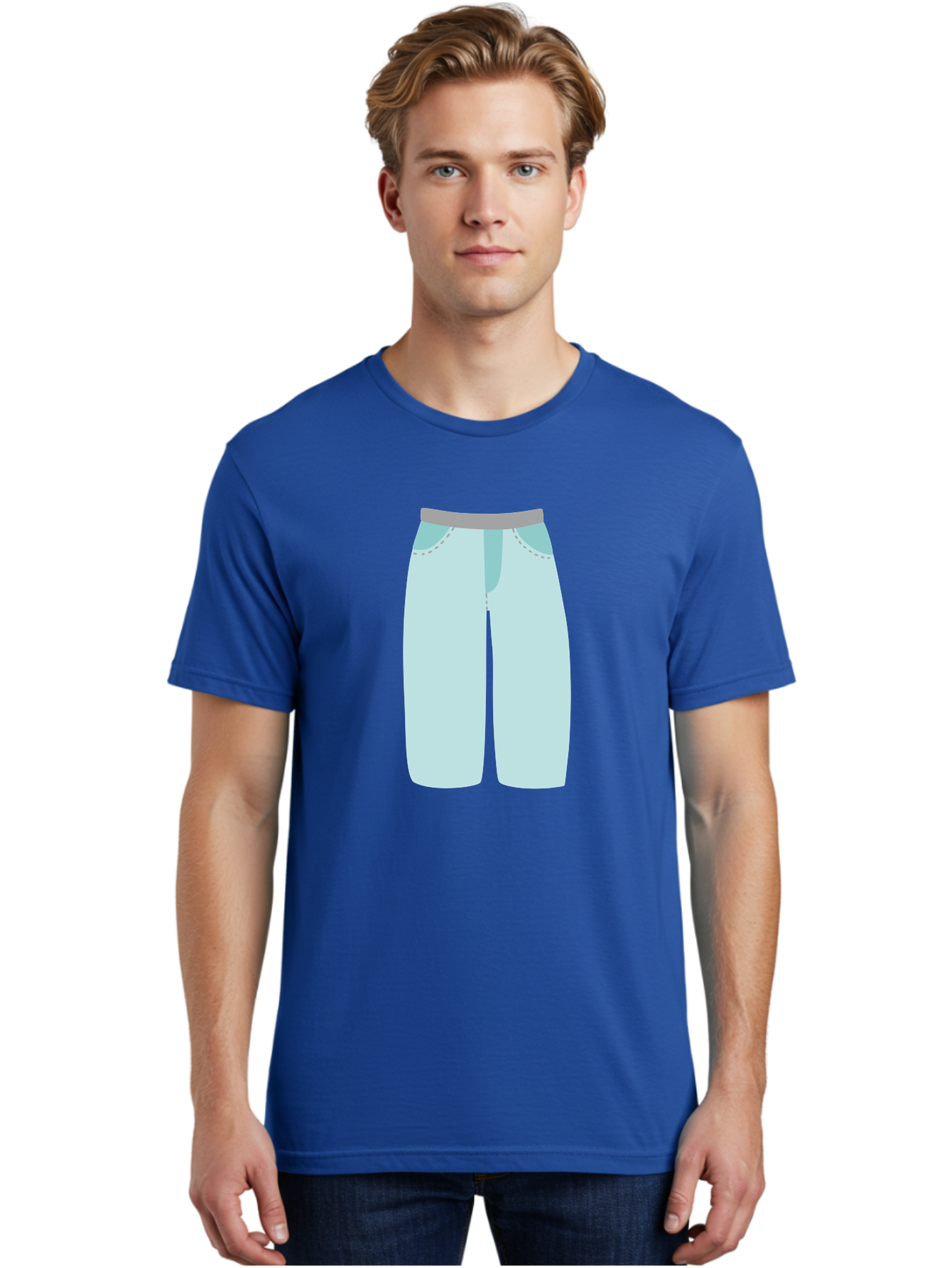 Pajama-Pants Men'S Graphic Tee, 100% Cotton, Comfortable Casual Summer Wear, Machine Washable, Light Blue Pants, Gray Waistband, Back Pockets, Casual Wear, Comfortable Clothing, Simple Design, Minimal Style, Fashion Illustration Aac066