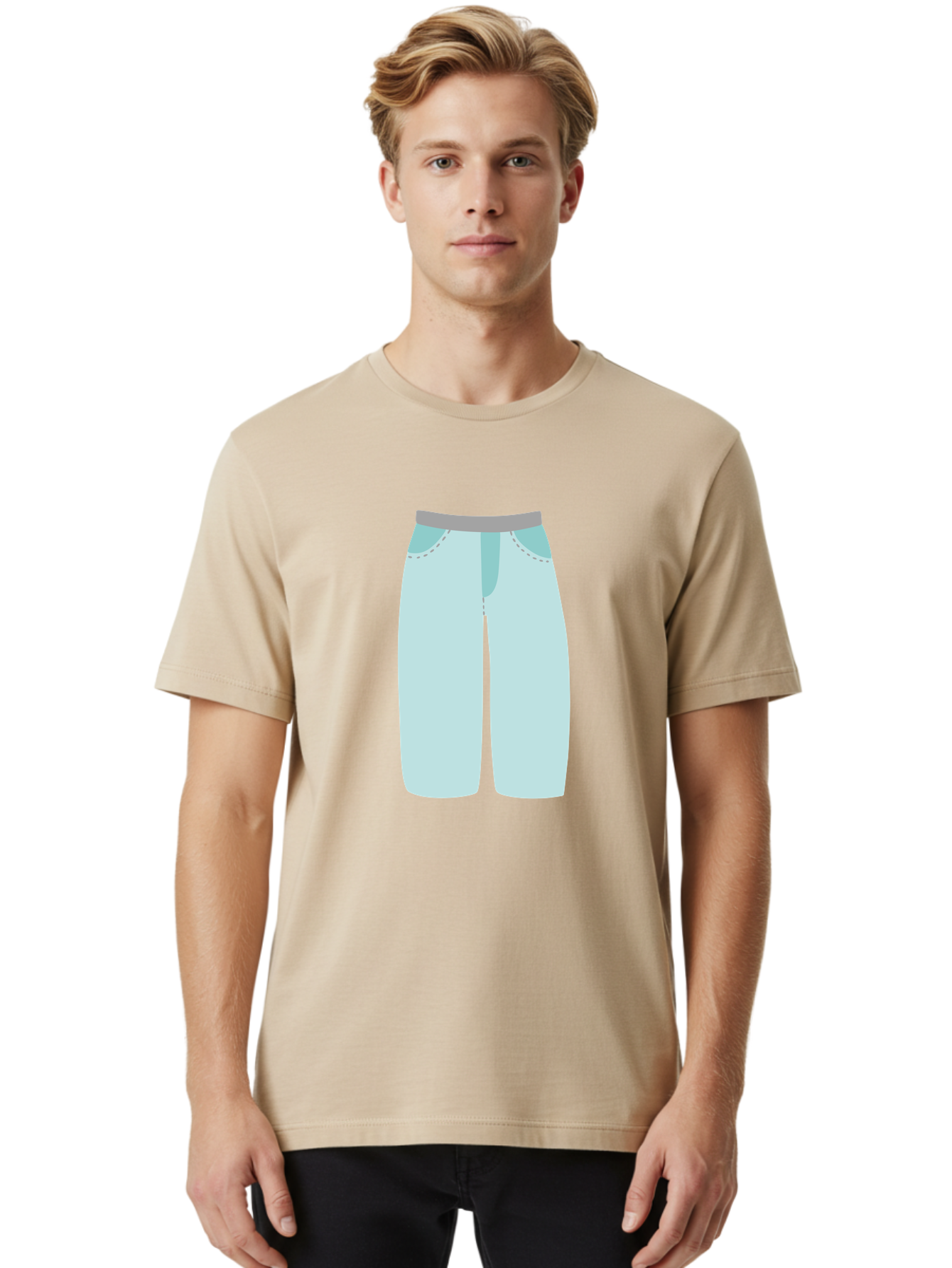 Pajama-Pants Men'S Graphic Tee, 100% Cotton, Comfortable Casual Summer Wear, Machine Washable, Light Blue Pants, Gray Waistband, Back Pockets, Casual Wear, Comfortable Clothing, Simple Design, Minimal Style, Fashion Illustration Aac066