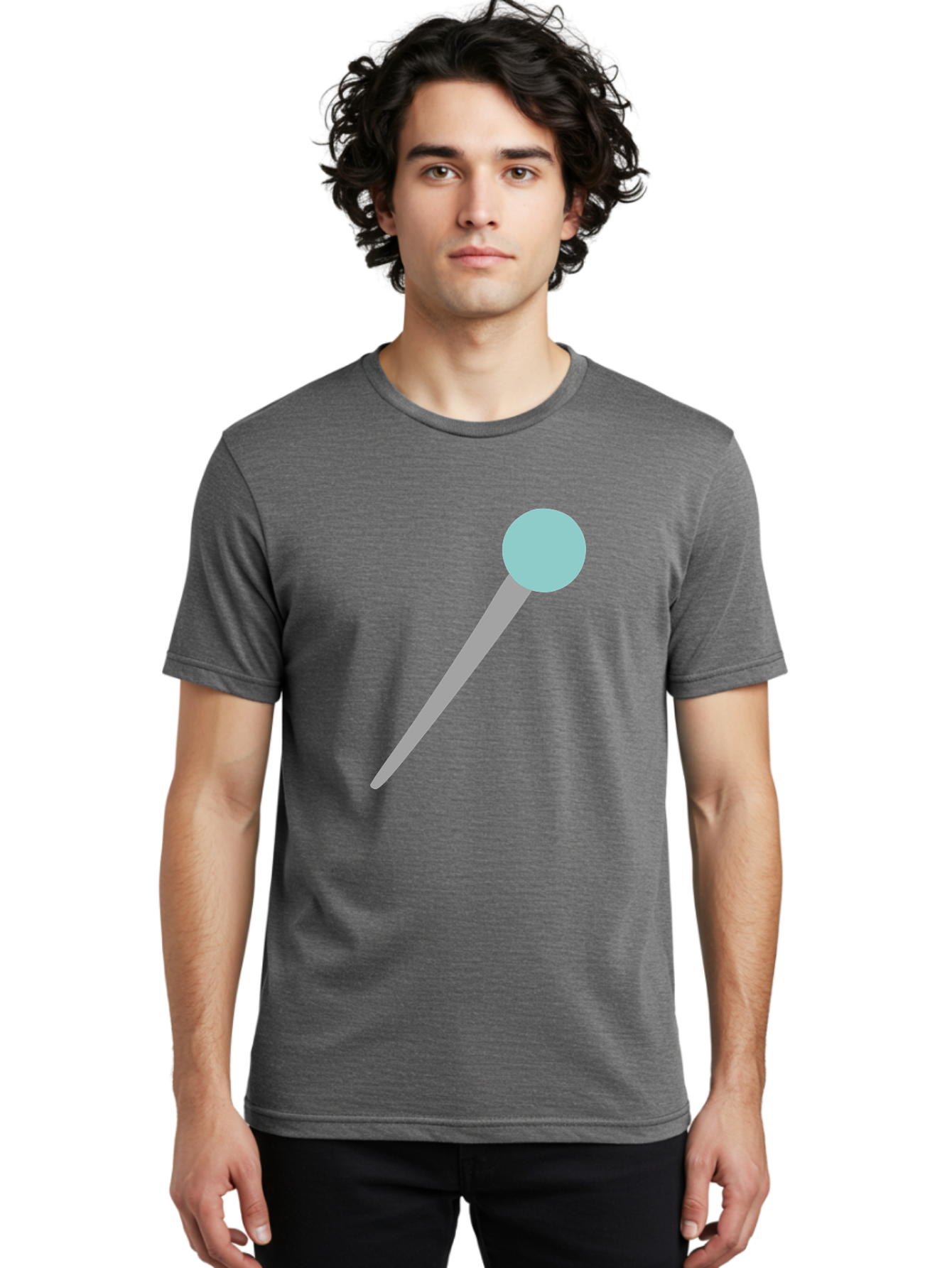 Pin-1 Men'S Graphic Tee, 100% Cotton, Comfortable Casual Summer Wear, Machine Washable, Thumbtack, Push Pin, Office Supplies, Stationery, Gray Metal, Light Blue Head, Simple Design, Minimalist Icon Aac069