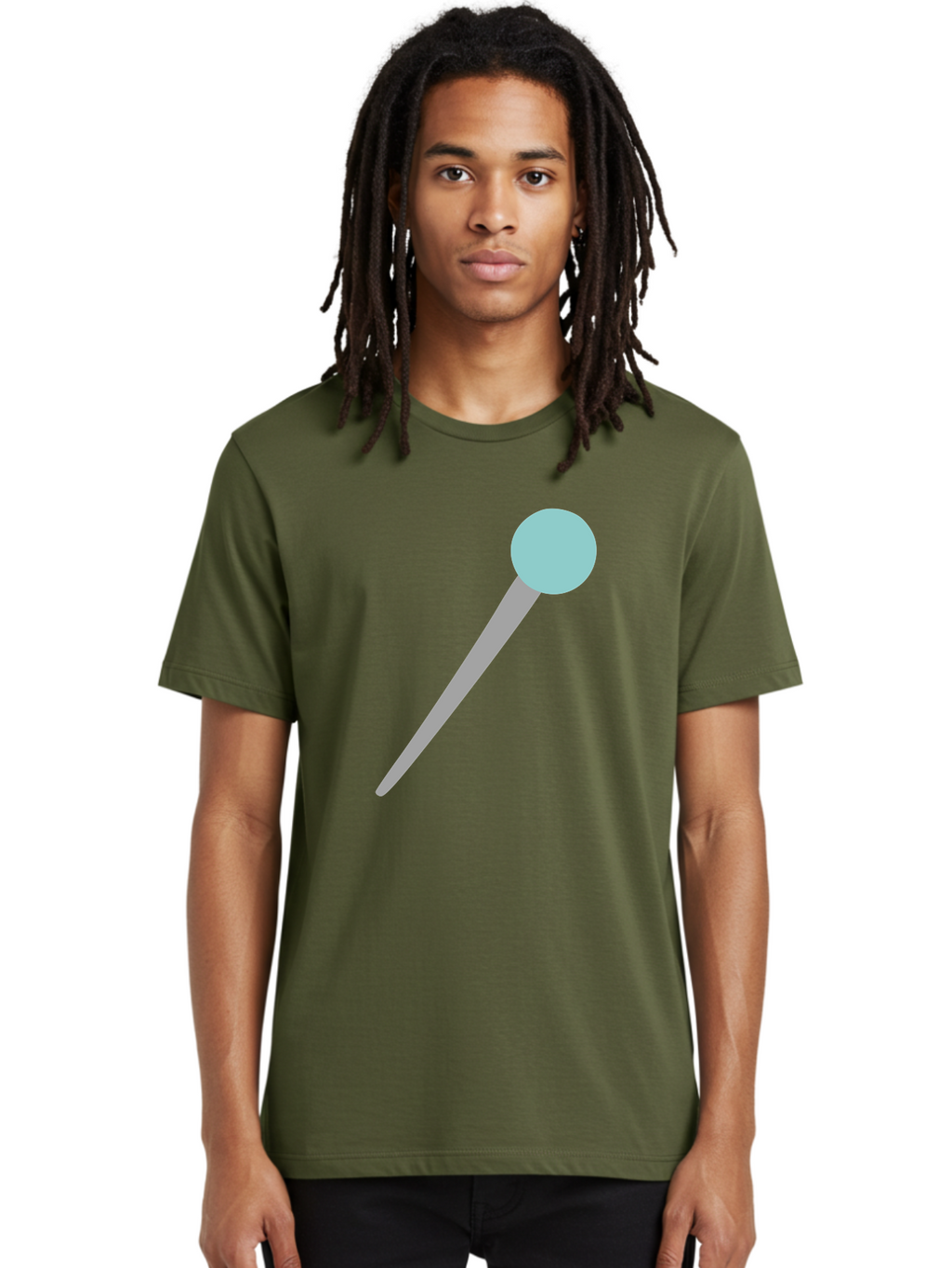 Pin-1 Men'S Graphic Tee, 100% Cotton, Comfortable Casual Summer Wear, Machine Washable, Thumbtack, Push Pin, Office Supplies, Stationery, Gray Metal, Light Blue Head, Simple Design, Minimalist Icon Aac069