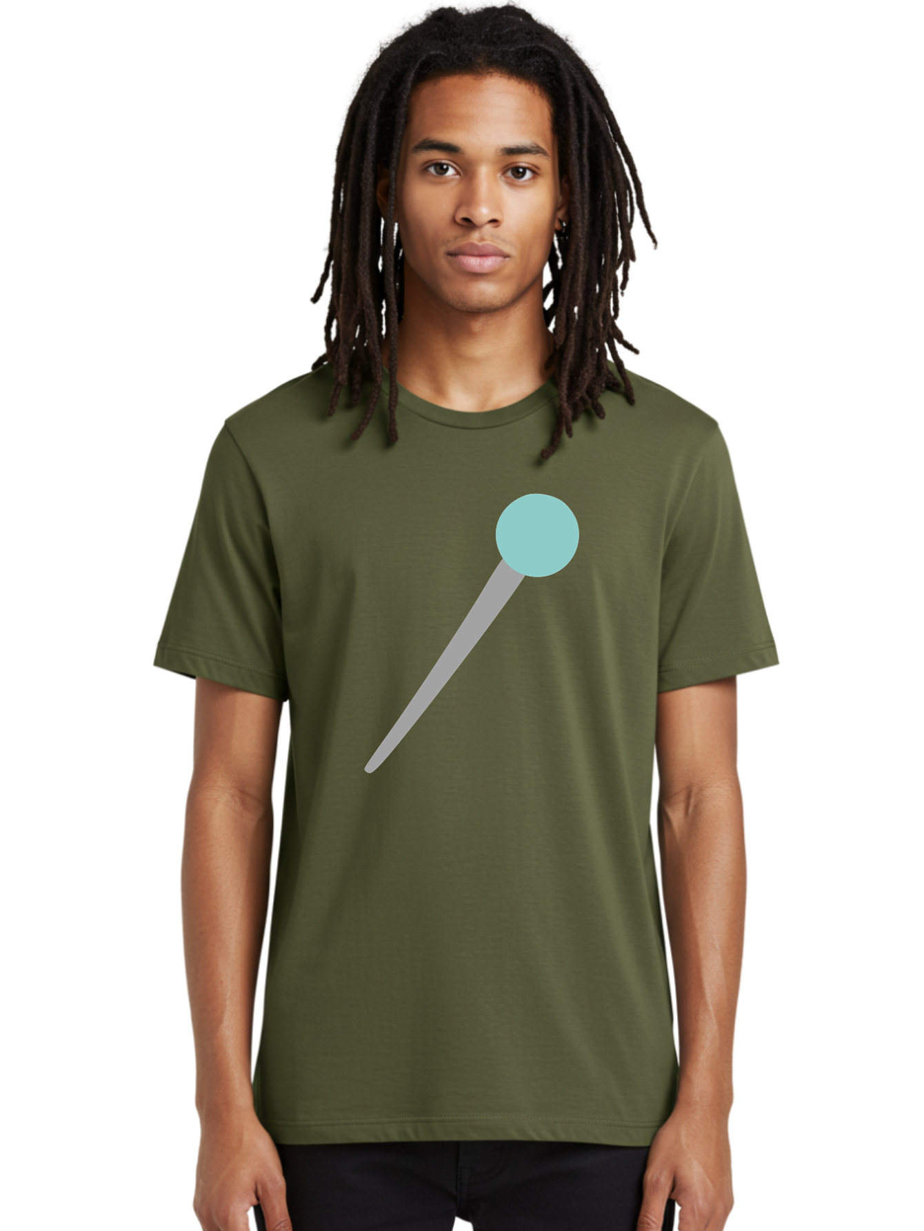 Pin-1 Men'S Graphic Tee, 100% Cotton, Comfortable Casual Summer Wear, Machine Washable, Thumbtack, Push Pin, Office Supplies, Stationery, Gray Metal, Light Blue Head, Simple Design, Minimalist Icon Aac069