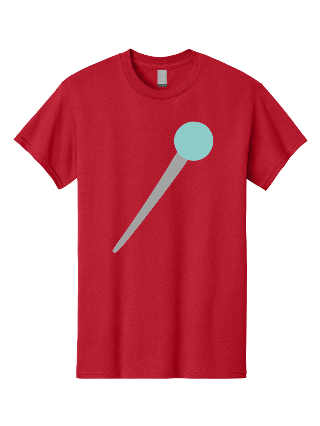 Pin-1 Men'S Graphic Tee, 100% Cotton, Comfortable Casual Summer Wear, Machine Washable, Thumbtack, Push Pin, Office Supplies, Stationery, Gray Metal, Light Blue Head, Simple Design, Minimalist Icon Aac069