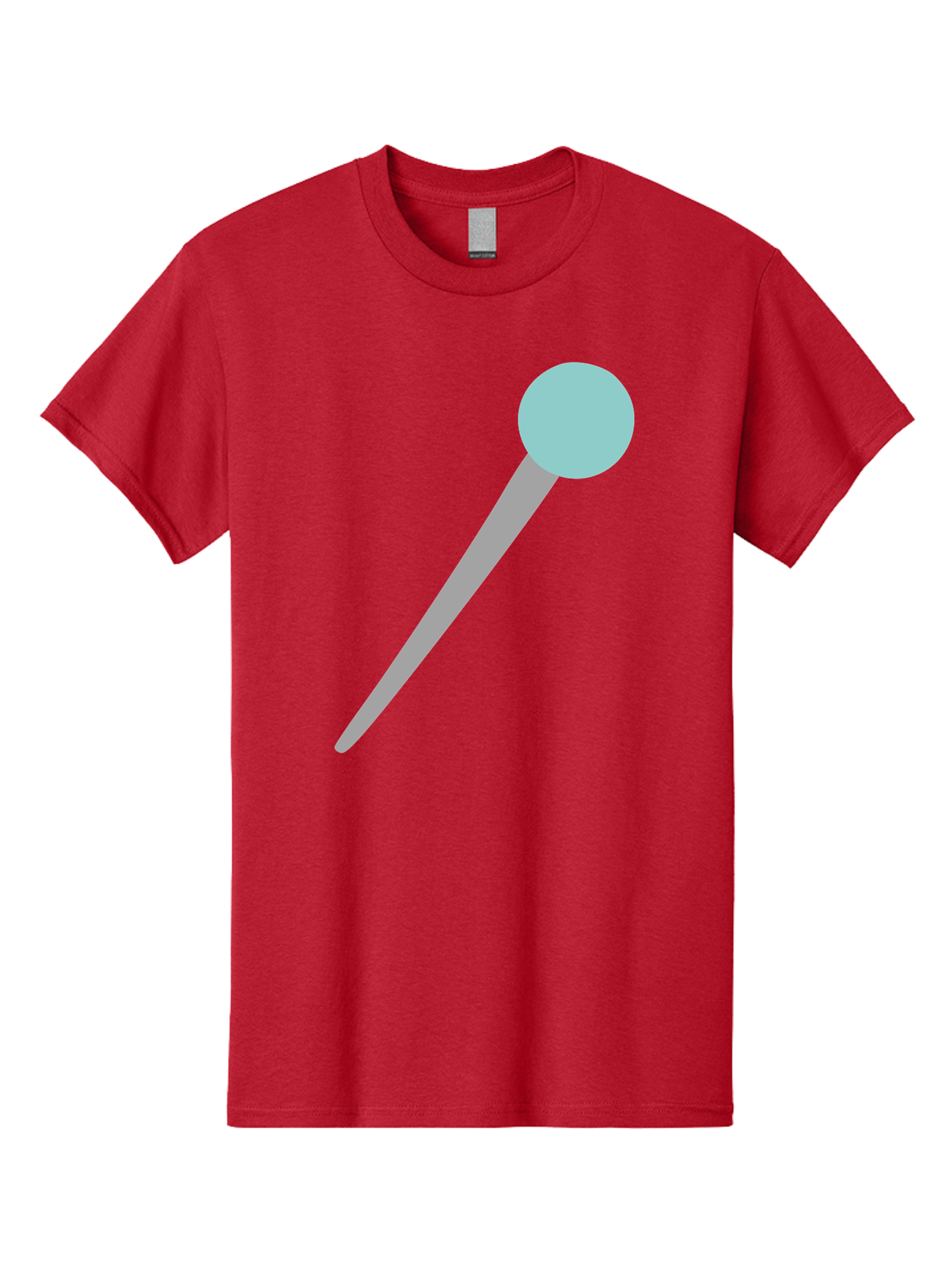 Pin-1 Men'S Graphic Tee, 100% Cotton, Comfortable Casual Summer Wear, Machine Washable, Thumbtack, Push Pin, Office Supplies, Stationery, Gray Metal, Light Blue Head, Simple Design, Minimalist Icon Aac069