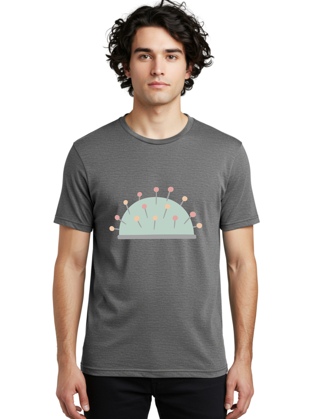 Pin-Cushion Men'S Graphic Tee, 100% Cotton, Comfortable Casual Summer Wear, Machine Washable, Sewing Accessories, Pin Cushion, Crafting Tools, Needles And Pins, Tailoring Supplies, Diy Sewing, Needlework, Embroidery, Pastel Colors Aac070