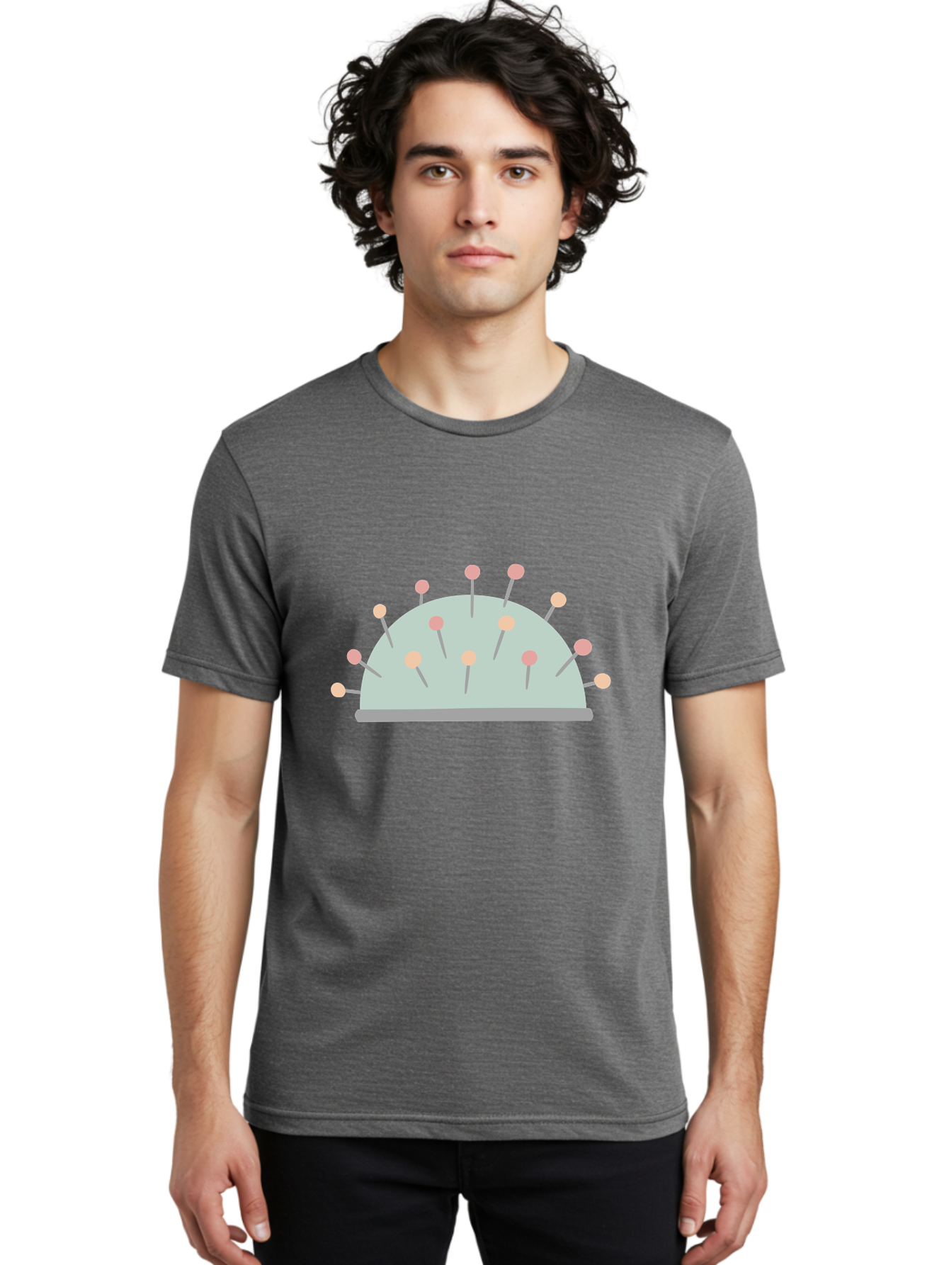 Pin-Cushion Men'S Graphic Tee, 100% Cotton, Comfortable Casual Summer Wear, Machine Washable, Sewing Accessories, Pin Cushion, Crafting Tools, Needles And Pins, Tailoring Supplies, Diy Sewing, Needlework, Embroidery, Pastel Colors Aac070