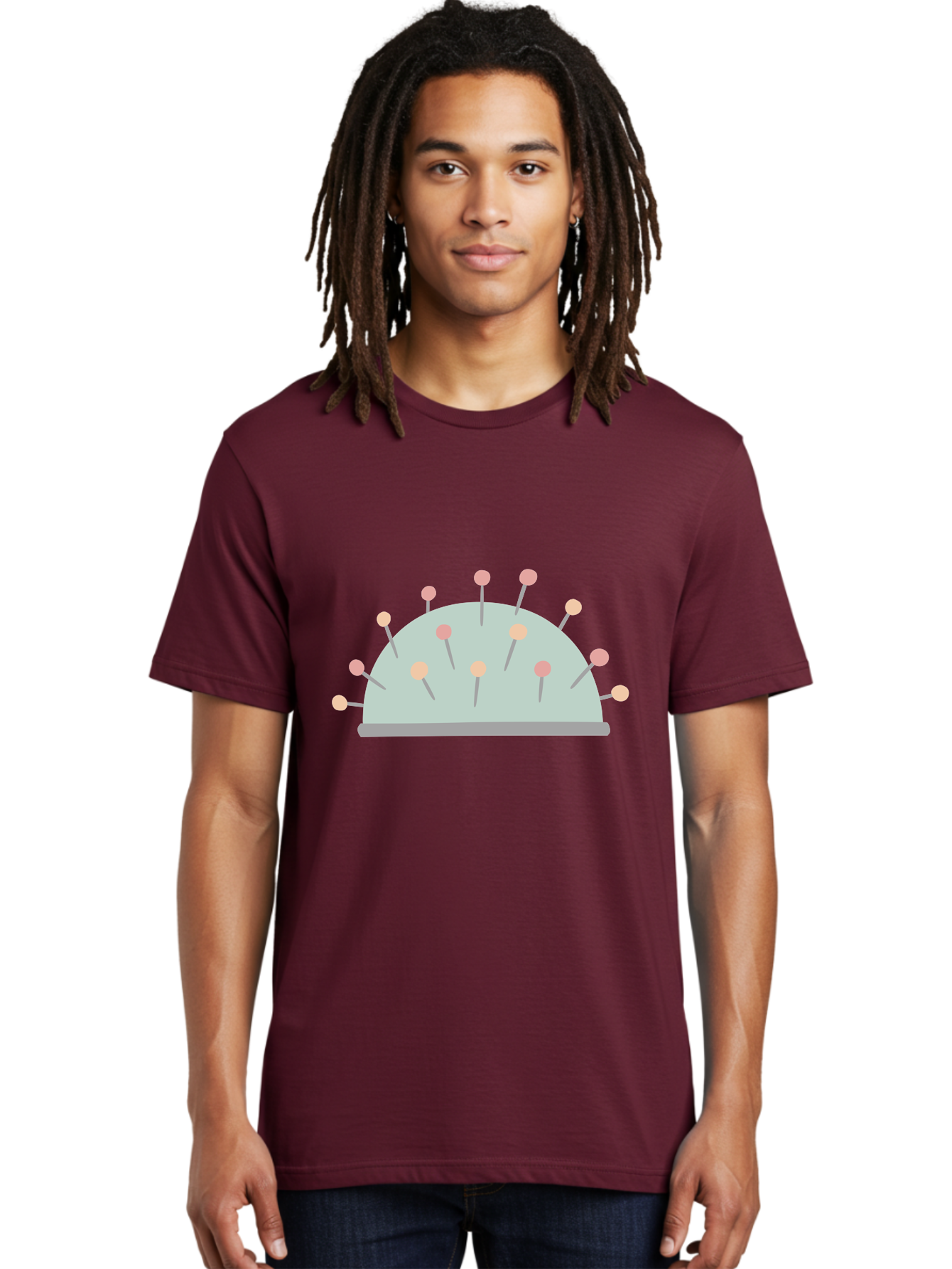 Pin-Cushion Men'S Graphic Tee, 100% Cotton, Comfortable Casual Summer Wear, Machine Washable, Sewing Accessories, Pin Cushion, Crafting Tools, Needles And Pins, Tailoring Supplies, Diy Sewing, Needlework, Embroidery, Pastel Colors Aac070