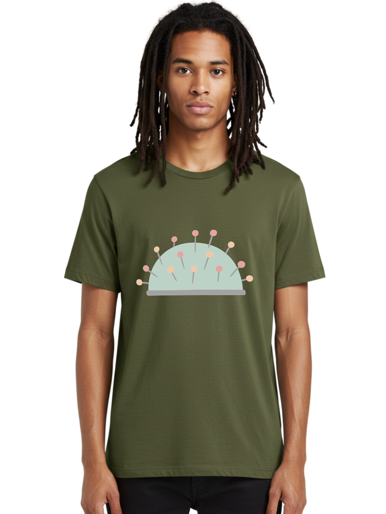 Pin-Cushion Men'S Graphic Tee, 100% Cotton, Comfortable Casual Summer Wear, Machine Washable, Sewing Accessories, Pin Cushion, Crafting Tools, Needles And Pins, Tailoring Supplies, Diy Sewing, Needlework, Embroidery, Pastel Colors Aac070
