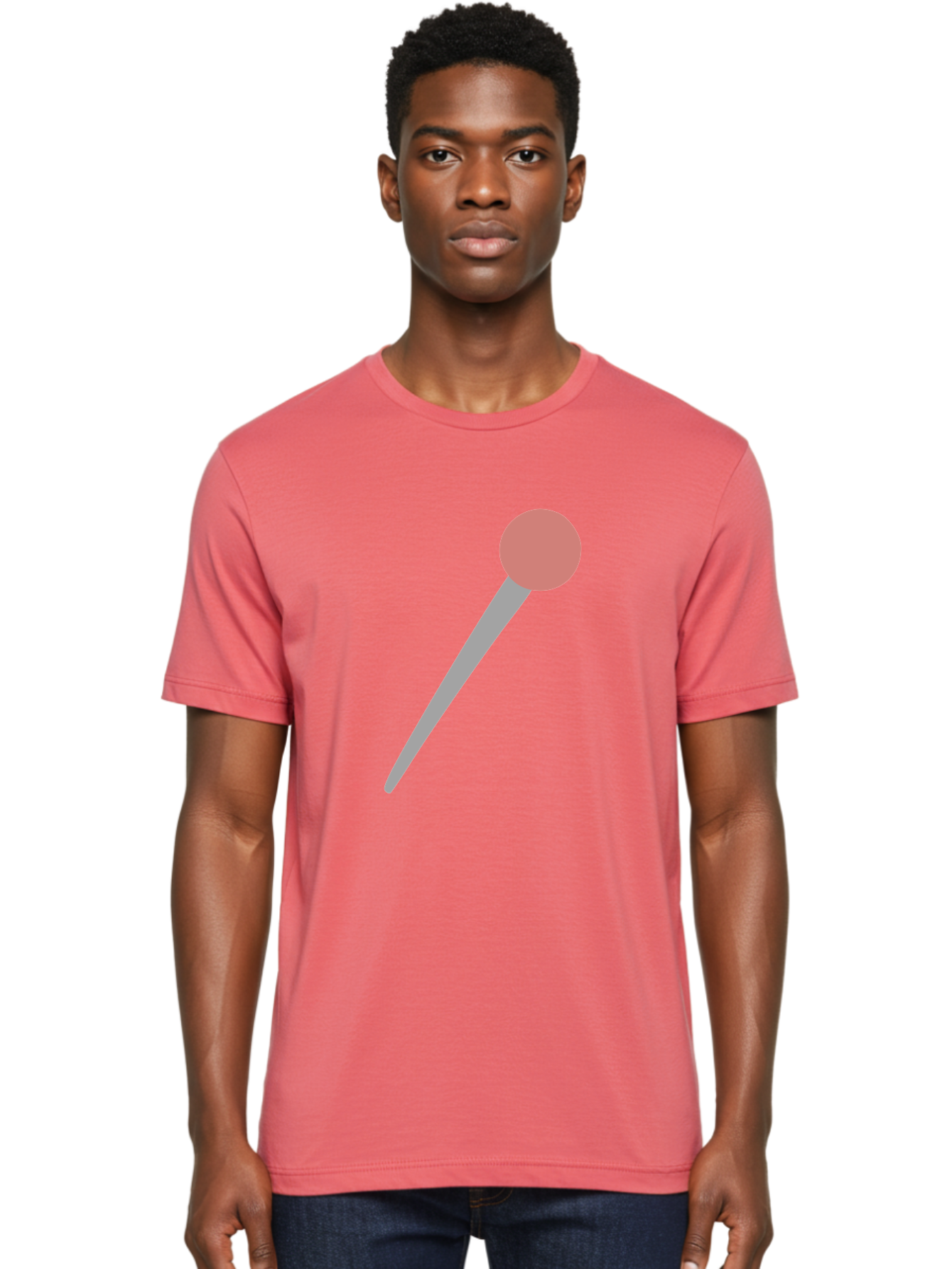 Pin Men'S Graphic Tee, 100% Cotton, Comfortable Casual Summer Wear, Machine Washable, Push Pin, Thumb Tack, Office Supplies, Red Circle, Grey Stick, Simple Design, Minimalistic Icon, Stationery Aac071