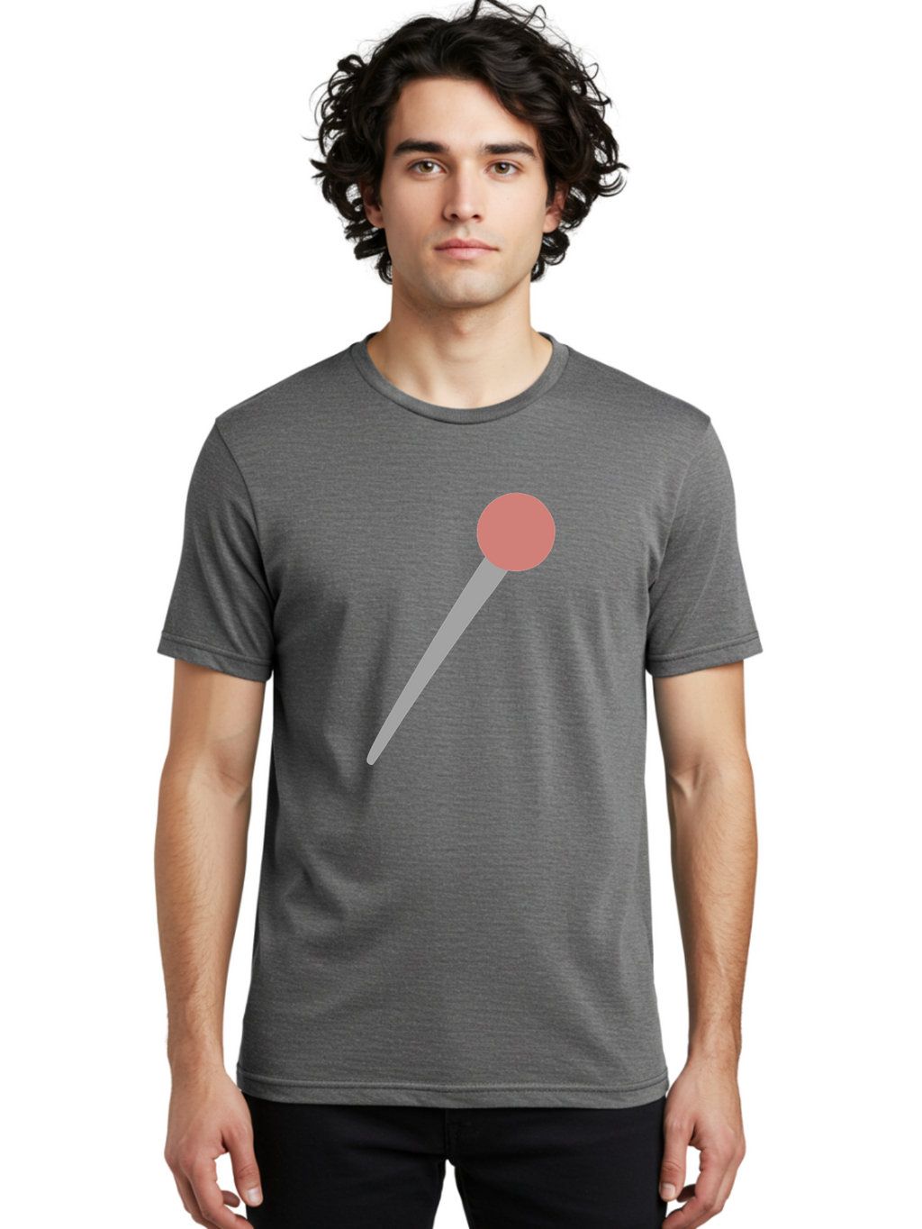Pin Men'S Graphic Tee, 100% Cotton, Comfortable Casual Summer Wear, Machine Washable, Push Pin, Thumb Tack, Office Supplies, Red Circle, Grey Stick, Simple Design, Minimalistic Icon, Stationery Aac071