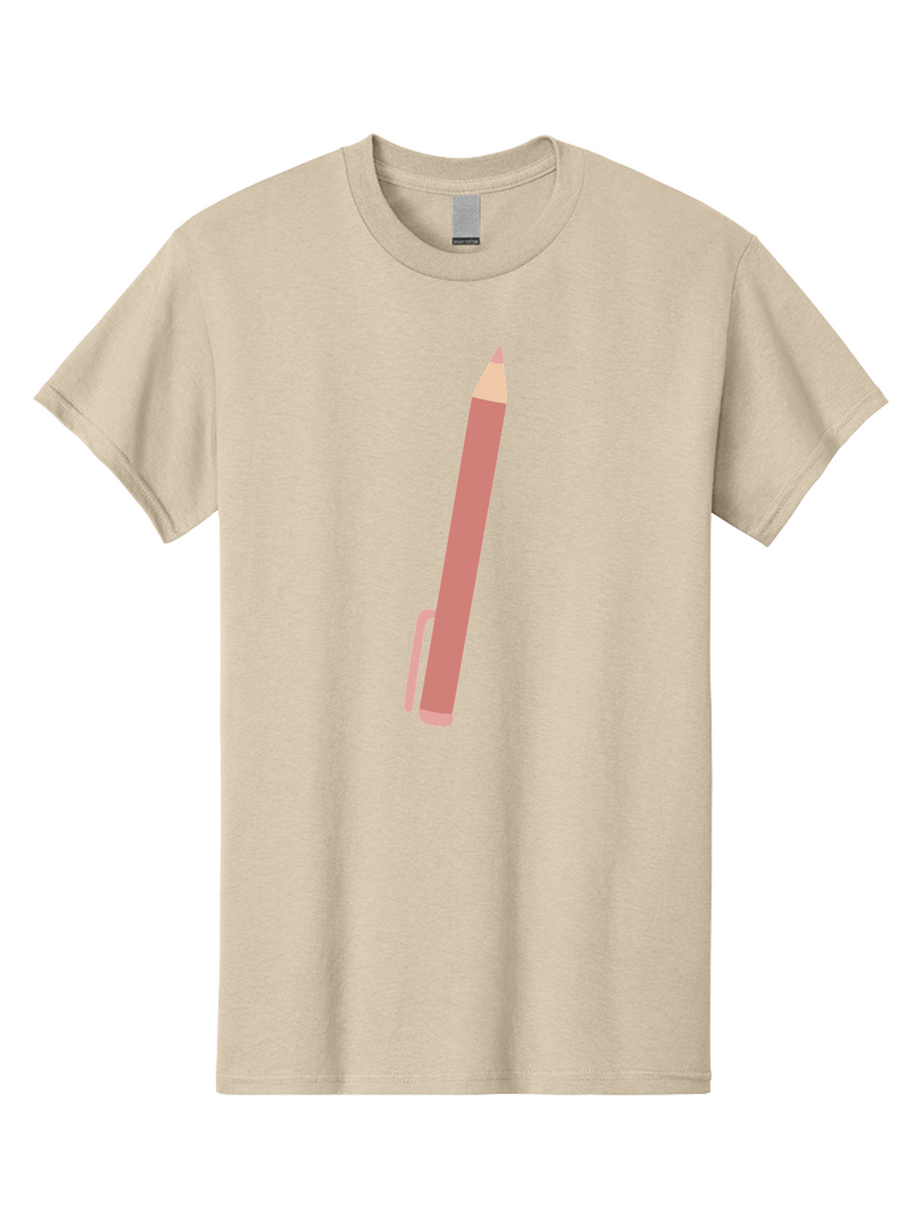 Pink-Pencil Men'S Graphic Tee, 100% Cotton, Comfortable Casual Summer Wear, Machine Washable, Pink Pen, Drawing Tool, Writing Instrument, Office Supplies, Stationery, Creative Writing, Artwork, Graphic Design Aac078