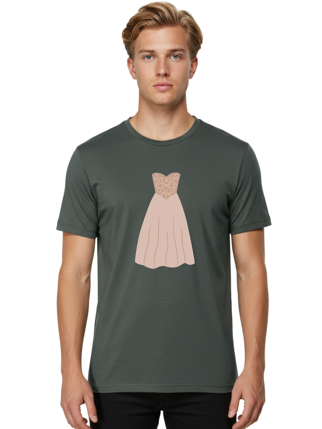 Prom-Dress Men'S Graphic Tee, 100% Cotton, Comfortable Casual Summer Wear, Machine Washable, Formal Evening Gown, Sweetheart Neckline, Strapless Dress, Flowing Skirt, Elegant Design, Beige Color, Vintage Style, Wedding Dress, Luxury Fashion, Aac087