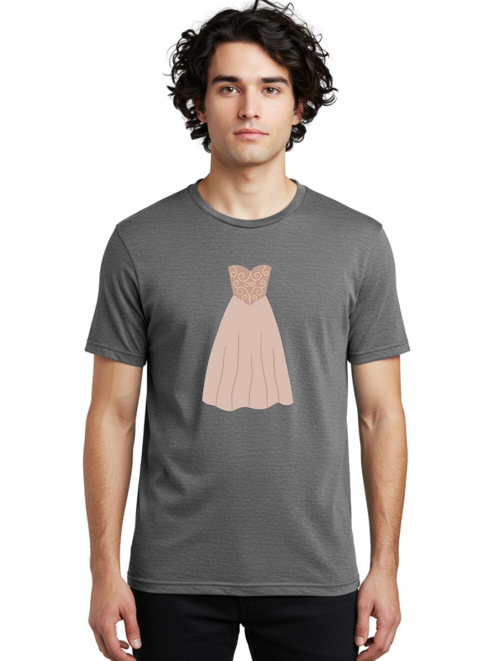 Prom-Dress Men'S Graphic Tee, 100% Cotton, Comfortable Casual Summer Wear, Machine Washable, Formal Evening Gown, Sweetheart Neckline, Strapless Dress, Flowing Skirt, Elegant Design, Beige Color, Vintage Style, Wedding Dress, Luxury Fashion, Aac087
