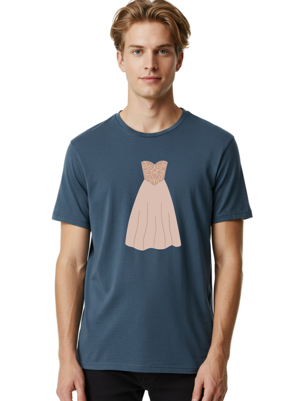 Prom-Dress Men'S Graphic Tee, 100% Cotton, Comfortable Casual Summer Wear, Machine Washable, Formal Evening Gown, Sweetheart Neckline, Strapless Dress, Flowing Skirt, Elegant Design, Beige Color, Vintage Style, Wedding Dress, Luxury Fashion, Aac087