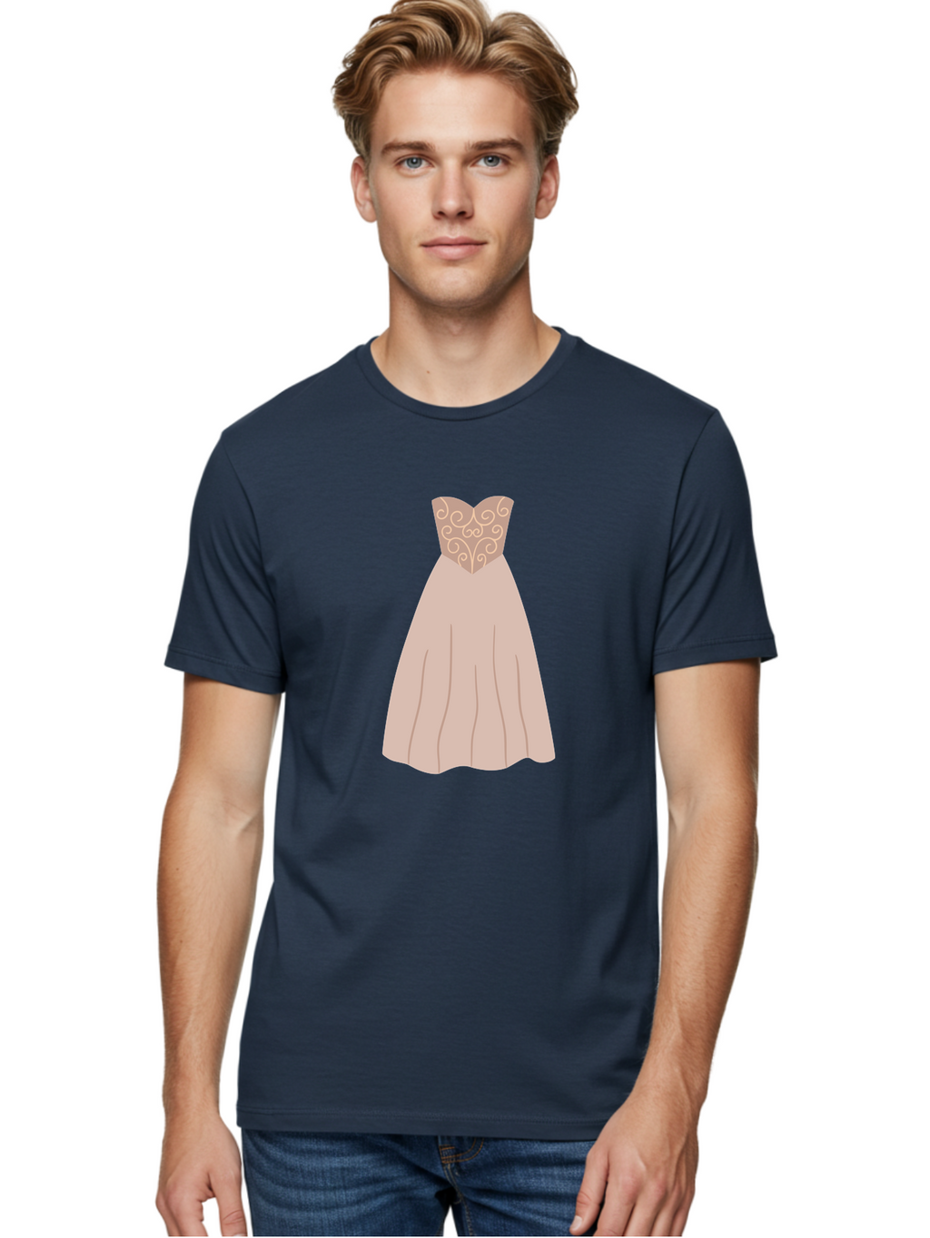 Prom-Dress Men'S Graphic Tee, 100% Cotton, Comfortable Casual Summer Wear, Machine Washable, Formal Evening Gown, Sweetheart Neckline, Strapless Dress, Flowing Skirt, Elegant Design, Beige Color, Vintage Style, Wedding Dress, Luxury Fashion, Aac087