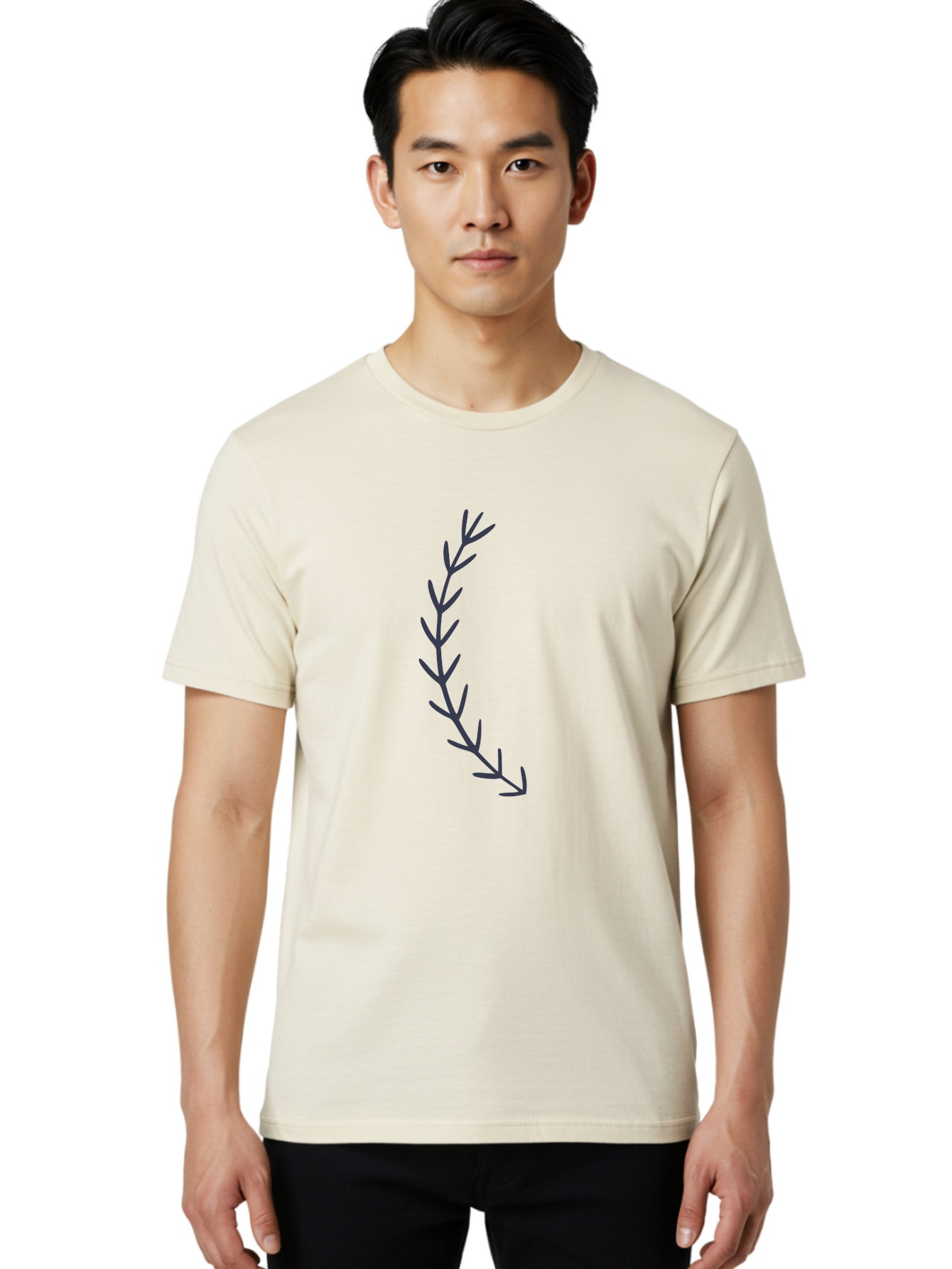 Purple-Branch Men'S Graphic Tee, 100% Cotton, Comfortable Casual Summer Wear, Machine Washable, Hand Drawn Purple Branch, Simple Design, Minimalist Art, Dark Purple Lines, Leafy Pattern, Abstract Illustration, Artistic Expression Aac088