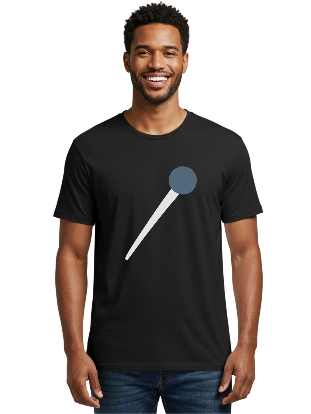 Push-Pin Men'S Graphic Tee, 100% Cotton, Comfortable Casual Summer Wear, Machine Washable, Push Pin, Office Supply, Gray Head, White Shaft, Graphic Icon, Minimalist Design, Simple Illustration Aac090