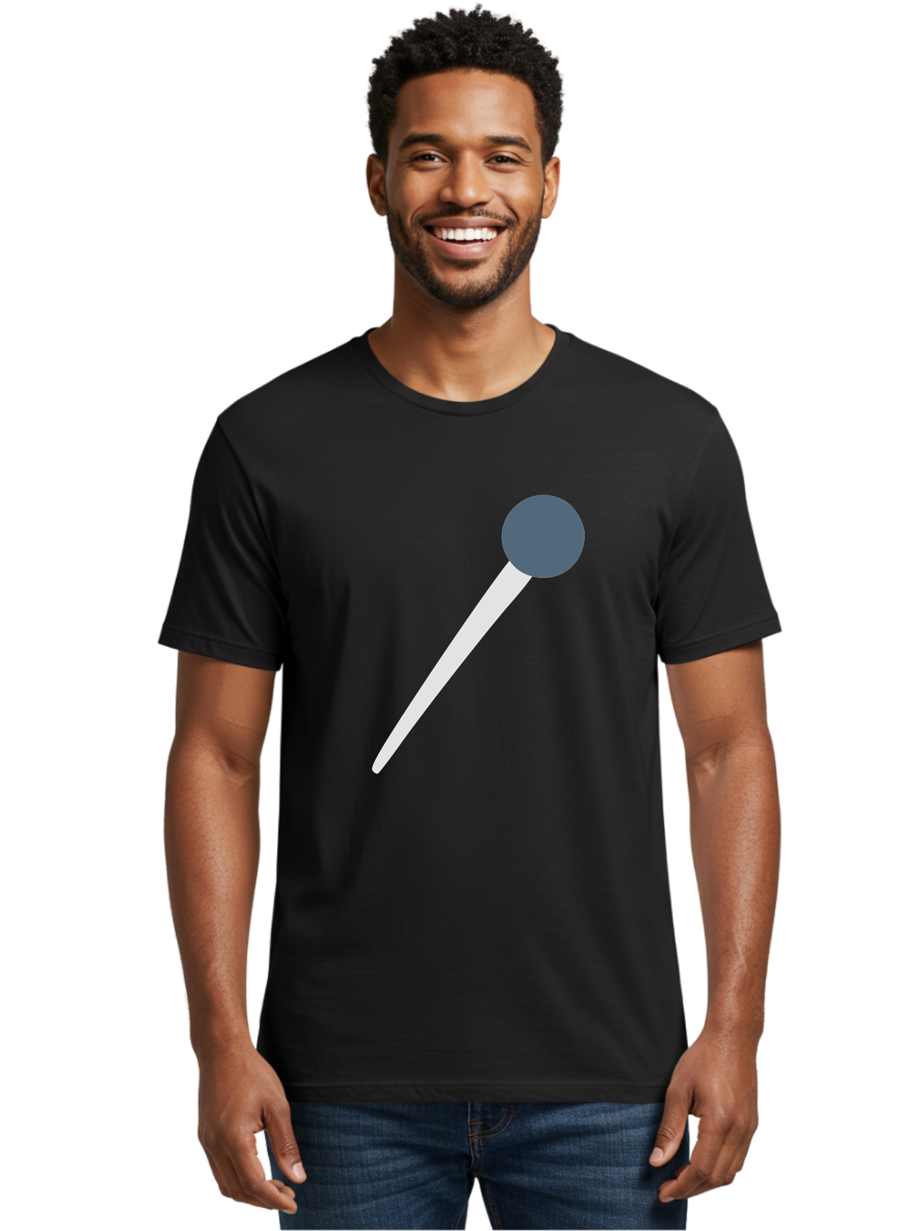 Push-Pin Men'S Graphic Tee, 100% Cotton, Comfortable Casual Summer Wear, Machine Washable, Push Pin, Office Supply, Gray Head, White Shaft, Graphic Icon, Minimalist Design, Simple Illustration Aac090