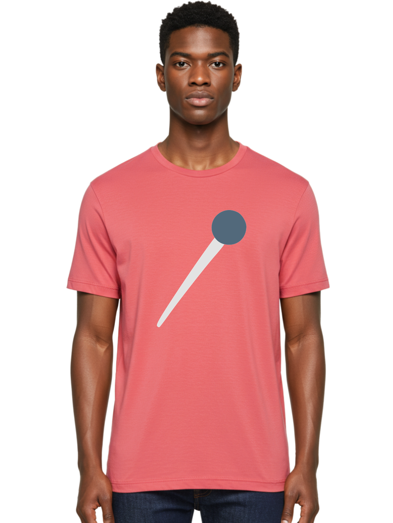 Push-Pin Men'S Graphic Tee, 100% Cotton, Comfortable Casual Summer Wear, Machine Washable, Push Pin, Office Supply, Gray Head, White Shaft, Graphic Icon, Minimalist Design, Simple Illustration Aac090