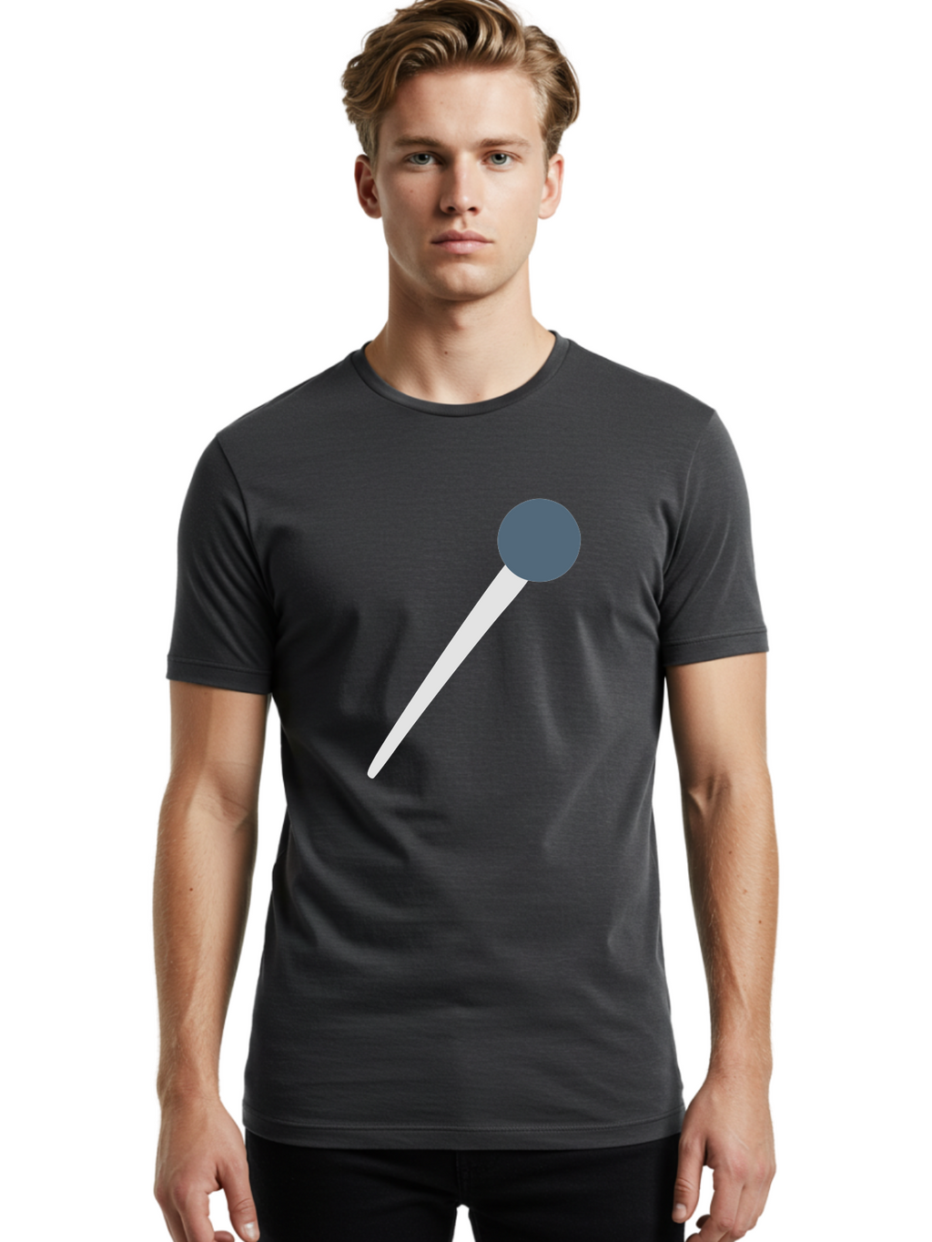 Push-Pin Men'S Graphic Tee, 100% Cotton, Comfortable Casual Summer Wear, Machine Washable, Push Pin, Office Supply, Gray Head, White Shaft, Graphic Icon, Minimalist Design, Simple Illustration Aac090