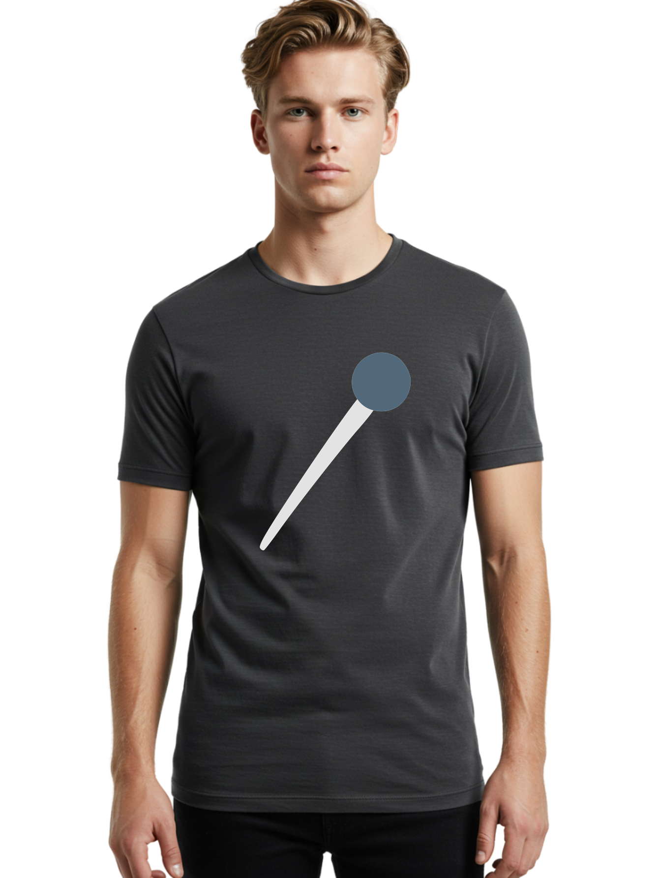 Push-Pin Men'S Graphic Tee, 100% Cotton, Comfortable Casual Summer Wear, Machine Washable, Push Pin, Office Supply, Gray Head, White Shaft, Graphic Icon, Minimalist Design, Simple Illustration Aac090