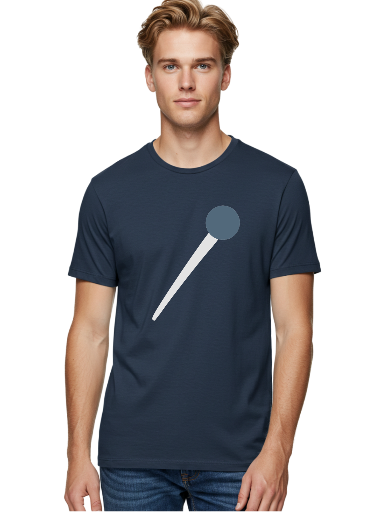 Push-Pin Men'S Graphic Tee, 100% Cotton, Comfortable Casual Summer Wear, Machine Washable, Push Pin, Office Supply, Gray Head, White Shaft, Graphic Icon, Minimalist Design, Simple Illustration Aac090