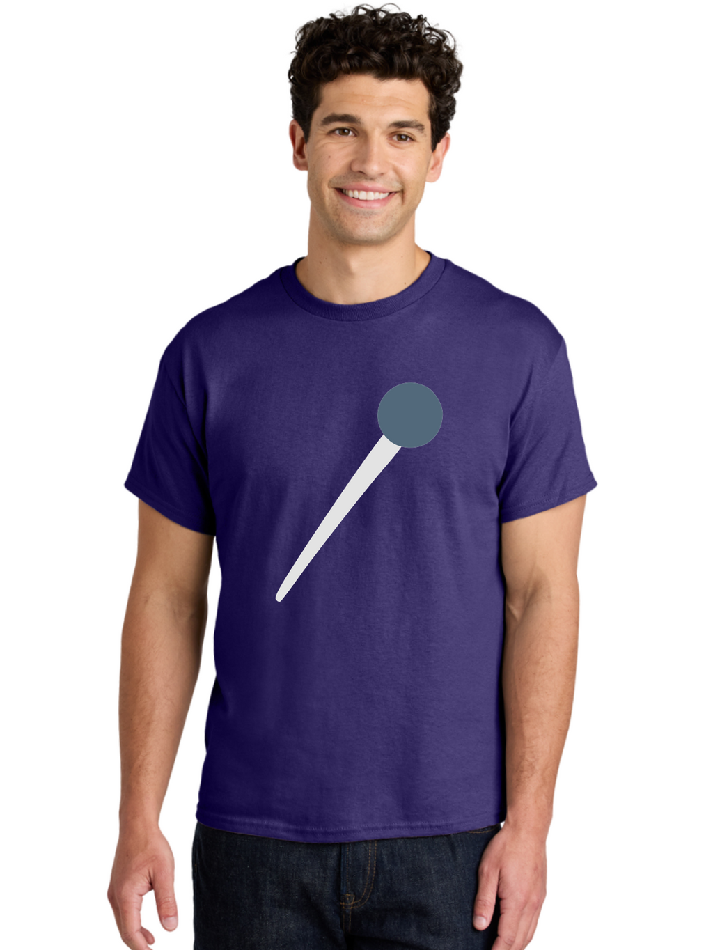 Push-Pin Men'S Graphic Tee, 100% Cotton, Comfortable Casual Summer Wear, Machine Washable, Push Pin, Office Supply, Gray Head, White Shaft, Graphic Icon, Minimalist Design, Simple Illustration Aac090