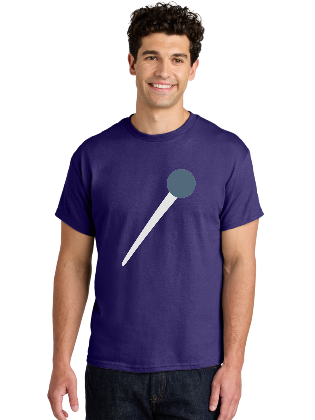 Push-Pin Men'S Graphic Tee, 100% Cotton, Comfortable Casual Summer Wear, Machine Washable, Push Pin, Office Supply, Gray Head, White Shaft, Graphic Icon, Minimalist Design, Simple Illustration Aac090