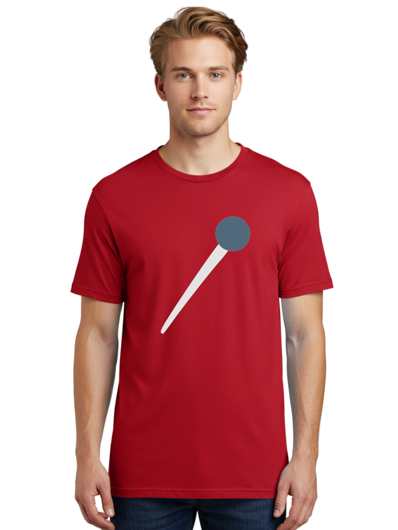 Push-Pin Men'S Graphic Tee, 100% Cotton, Comfortable Casual Summer Wear, Machine Washable, Push Pin, Office Supply, Gray Head, White Shaft, Graphic Icon, Minimalist Design, Simple Illustration Aac090