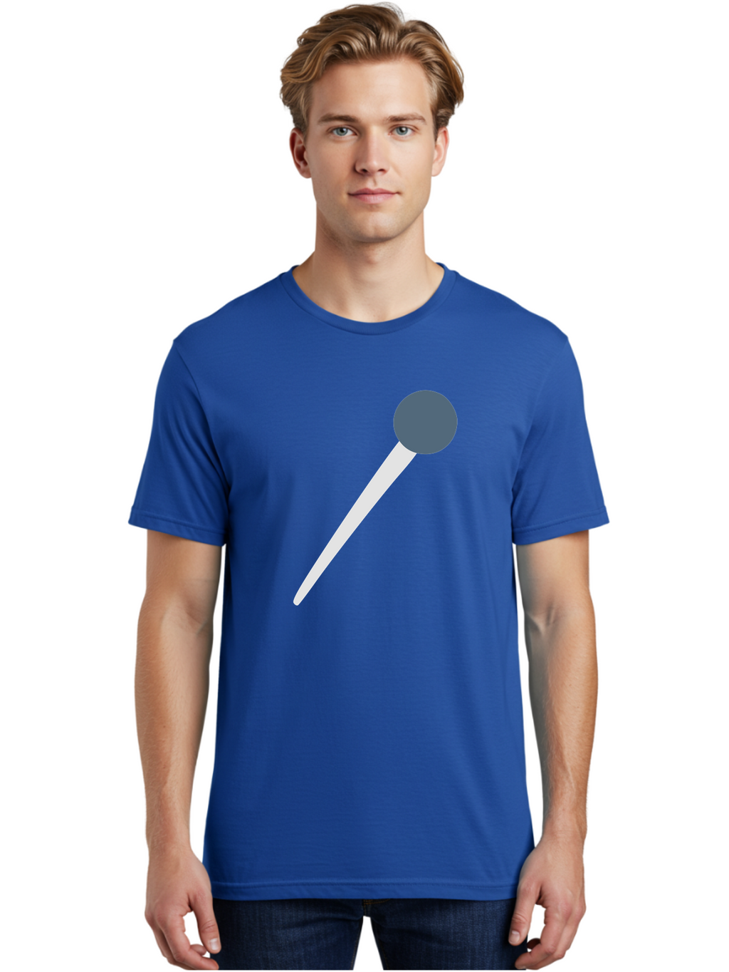 Push-Pin Men'S Graphic Tee, 100% Cotton, Comfortable Casual Summer Wear, Machine Washable, Push Pin, Office Supply, Gray Head, White Shaft, Graphic Icon, Minimalist Design, Simple Illustration Aac090