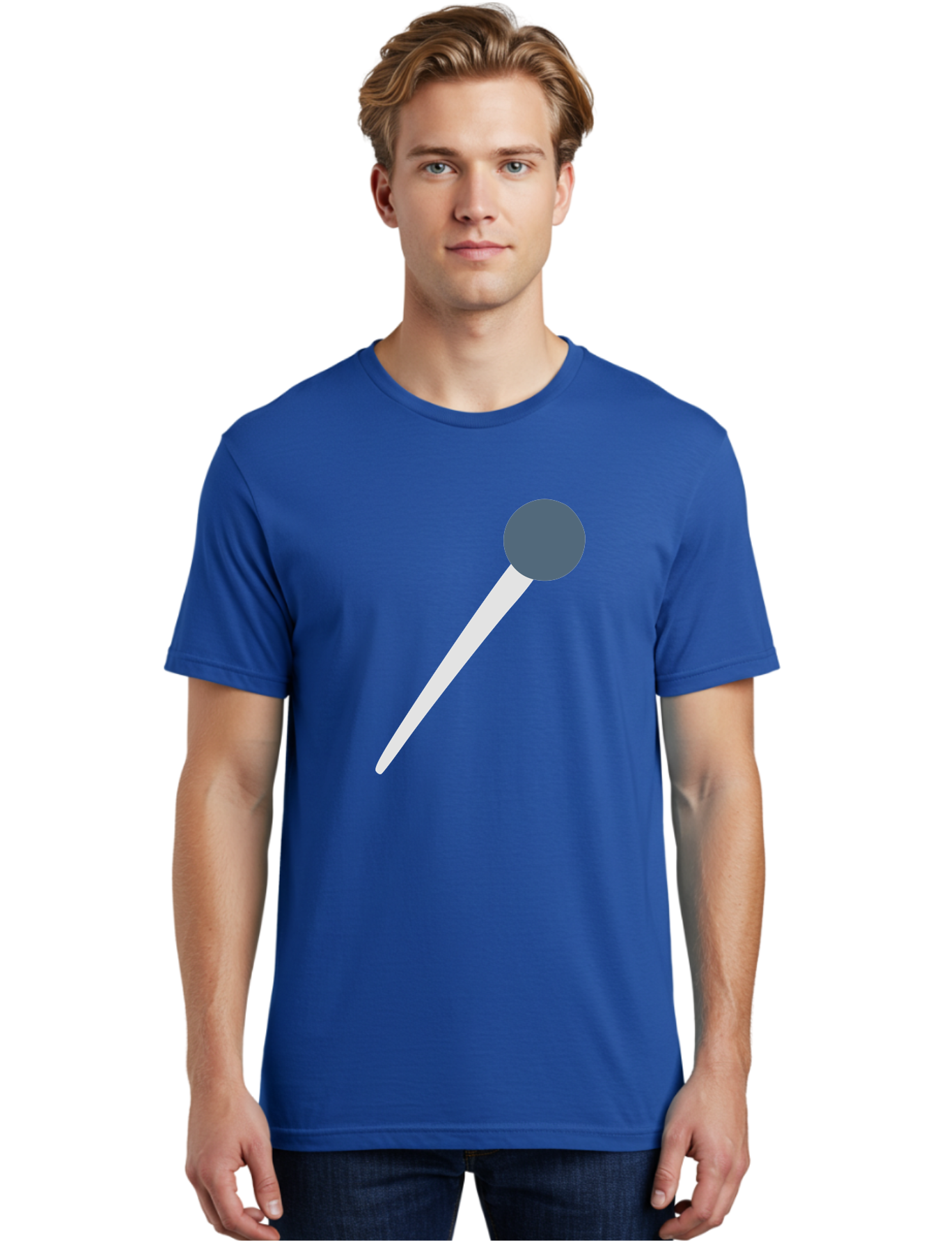 Push-Pin Men'S Graphic Tee, 100% Cotton, Comfortable Casual Summer Wear, Machine Washable, Push Pin, Office Supply, Gray Head, White Shaft, Graphic Icon, Minimalist Design, Simple Illustration Aac090