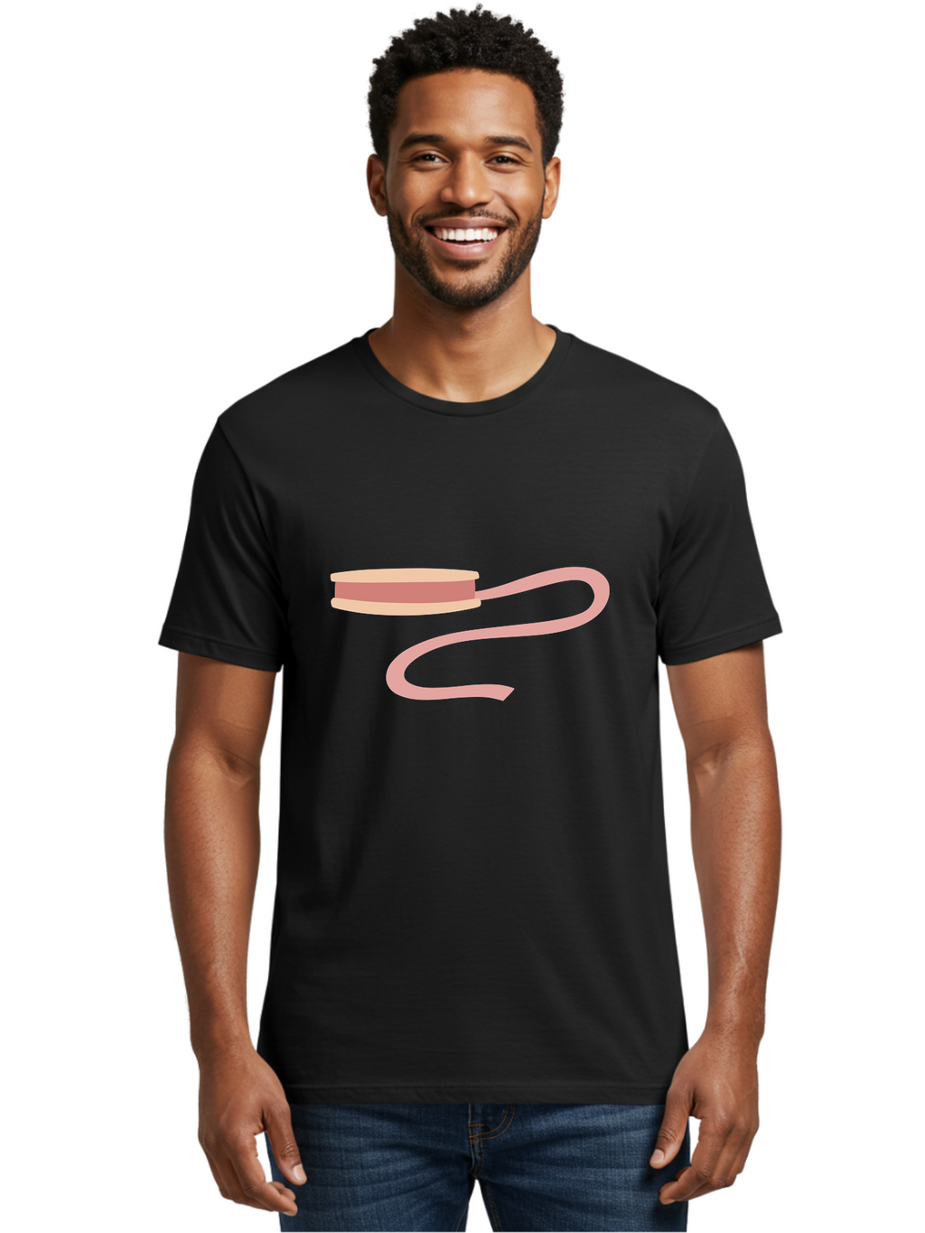 Ribbon-Spool Men'S Graphic Tee, 100% Cotton, Comfortable Casual Summer Wear, Machine Washable, Pink Ribbon, Spool Of Ribbon, Crafting Supplies, Sewing Accessories, Decorative Tape, Gift Wrapping, Pastel Colors Aac091