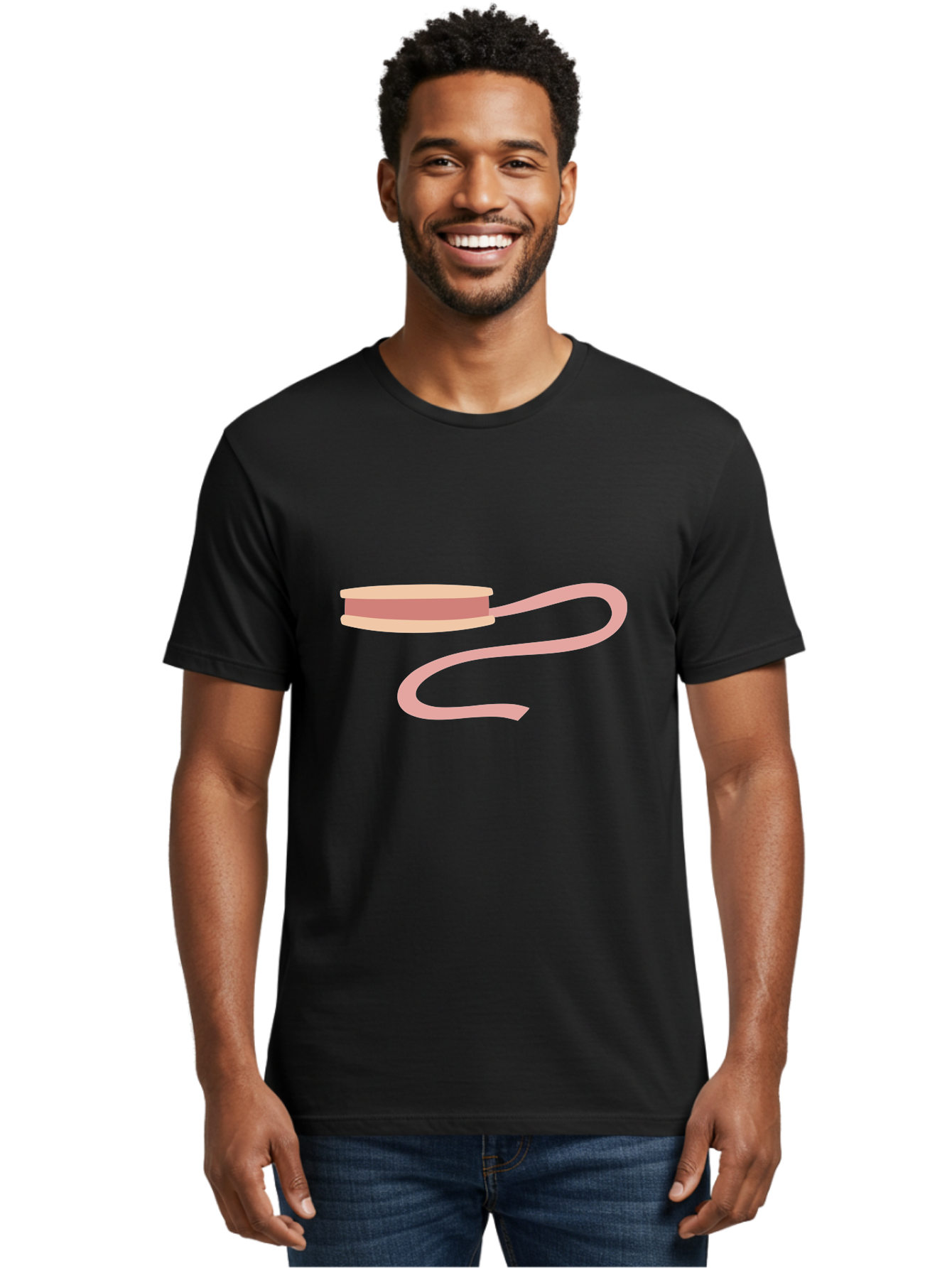 Ribbon-Spool Men'S Graphic Tee, 100% Cotton, Comfortable Casual Summer Wear, Machine Washable, Pink Ribbon, Spool Of Ribbon, Crafting Supplies, Sewing Accessories, Decorative Tape, Gift Wrapping, Pastel Colors Aac091
