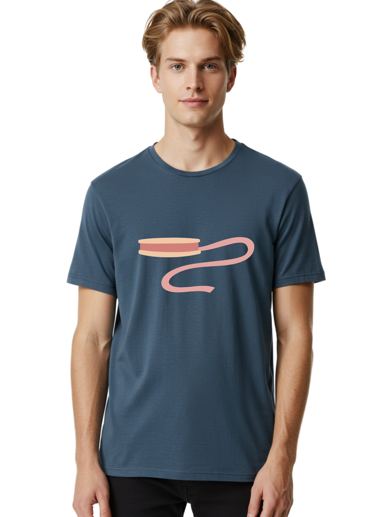 Ribbon-Spool Men'S Graphic Tee, 100% Cotton, Comfortable Casual Summer Wear, Machine Washable, Pink Ribbon, Spool Of Ribbon, Crafting Supplies, Sewing Accessories, Decorative Tape, Gift Wrapping, Pastel Colors Aac091