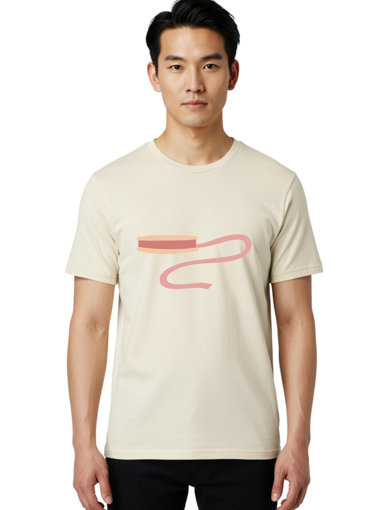 Ribbon-Spool Men'S Graphic Tee, 100% Cotton, Comfortable Casual Summer Wear, Machine Washable, Pink Ribbon, Spool Of Ribbon, Crafting Supplies, Sewing Accessories, Decorative Tape, Gift Wrapping, Pastel Colors Aac091
