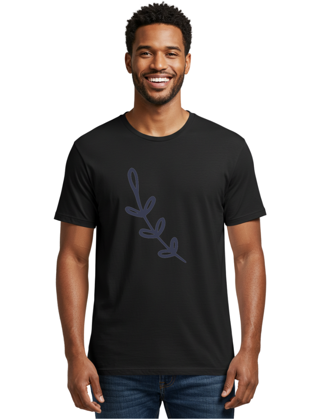 Rosemary Men'S Graphic Tee, 100% Cotton, Comfortable Casual Summer Wear, Machine Washable, Rosemary Herb, Sprig Of Rosemary, Dark Gray Illustration, Simple Design, Minimalist Art, Herb Icon, Kitchen Decor, Cooking Inspiration, Culinary Symbol Aac092
