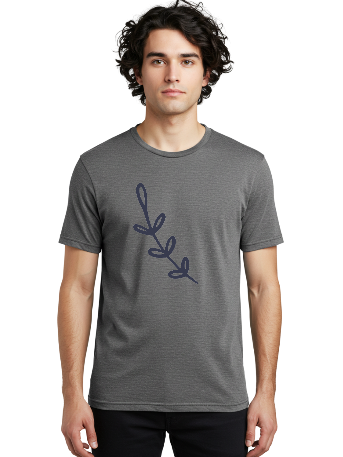 Rosemary Men'S Graphic Tee, 100% Cotton, Comfortable Casual Summer Wear, Machine Washable, Rosemary Herb, Sprig Of Rosemary, Dark Gray Illustration, Simple Design, Minimalist Art, Herb Icon, Kitchen Decor, Cooking Inspiration, Culinary Symbol Aac092