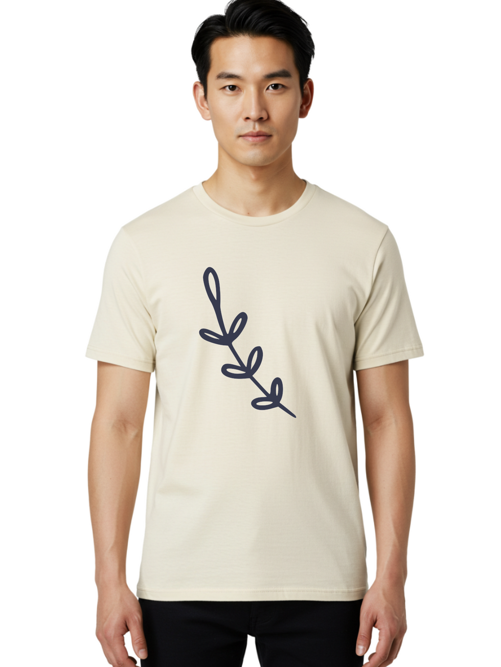 Rosemary Men'S Graphic Tee, 100% Cotton, Comfortable Casual Summer Wear, Machine Washable, Rosemary Herb, Sprig Of Rosemary, Dark Gray Illustration, Simple Design, Minimalist Art, Herb Icon, Kitchen Decor, Cooking Inspiration, Culinary Symbol Aac092
