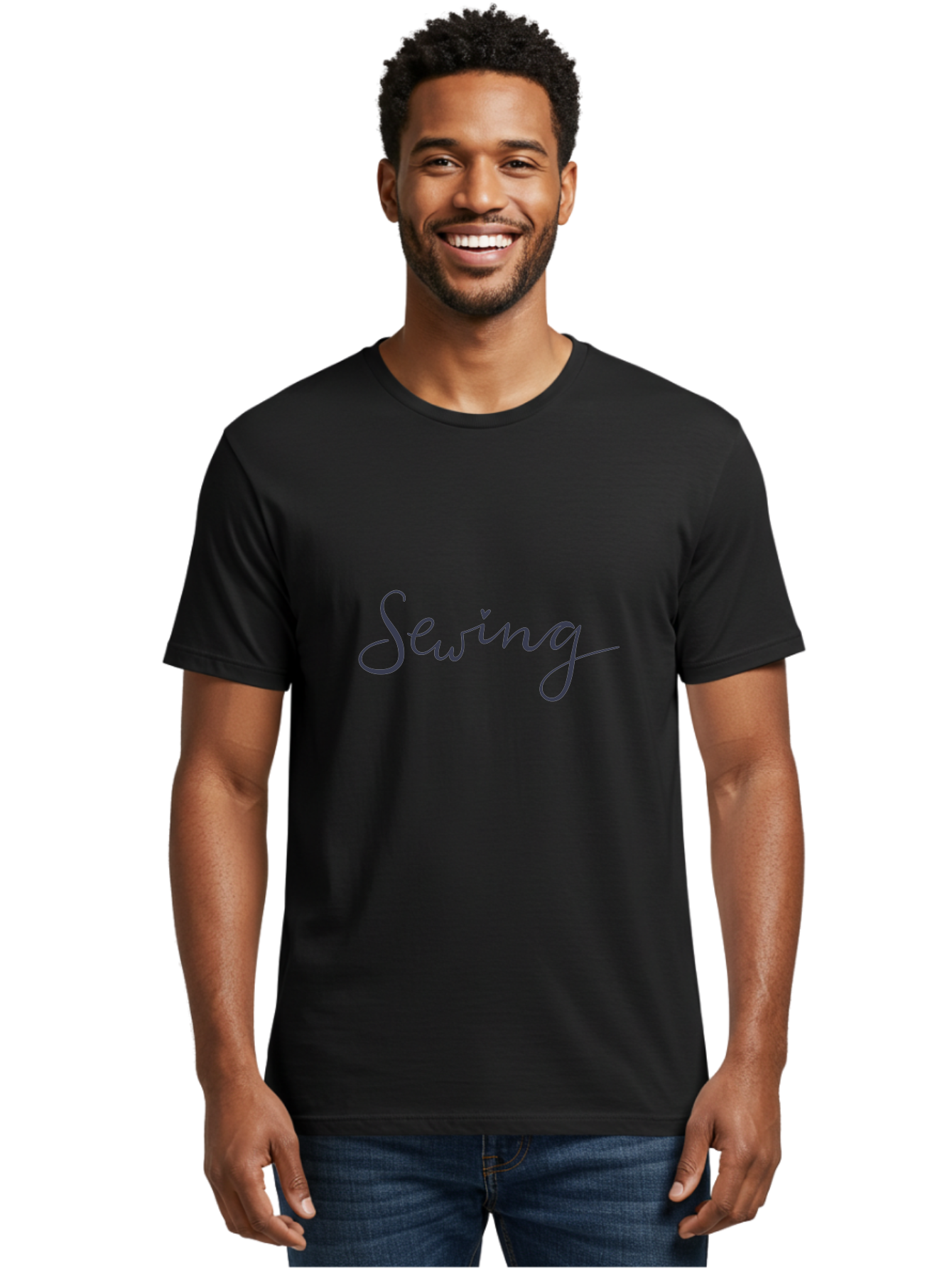 Sewing-1 Men'S Graphic Tee, 100% Cotton, Comfortable Casual Summer Wear, Machine Washable, Sewing, Cursive Text, Handmade Crafts, Diy Projects, Needle And Thread, Creative Hobbies Aac096
