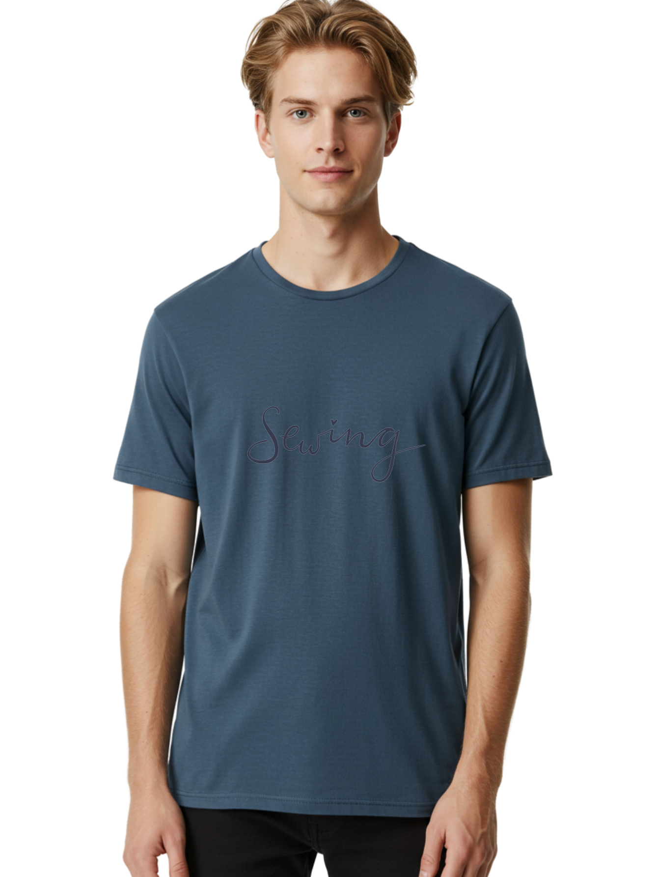 Sewing-1 Men'S Graphic Tee, 100% Cotton, Comfortable Casual Summer Wear, Machine Washable, Sewing, Cursive Text, Handmade Crafts, Diy Projects, Needle And Thread, Creative Hobbies Aac096