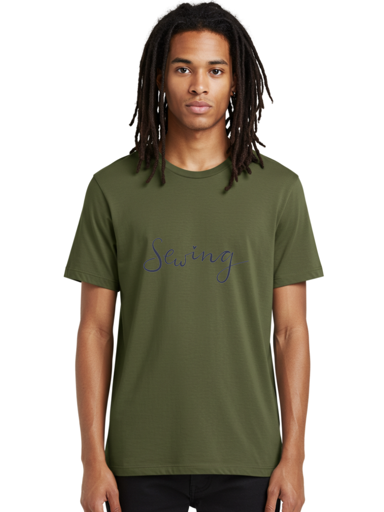 Sewing-1 Men'S Graphic Tee, 100% Cotton, Comfortable Casual Summer Wear, Machine Washable, Sewing, Cursive Text, Handmade Crafts, Diy Projects, Needle And Thread, Creative Hobbies Aac096