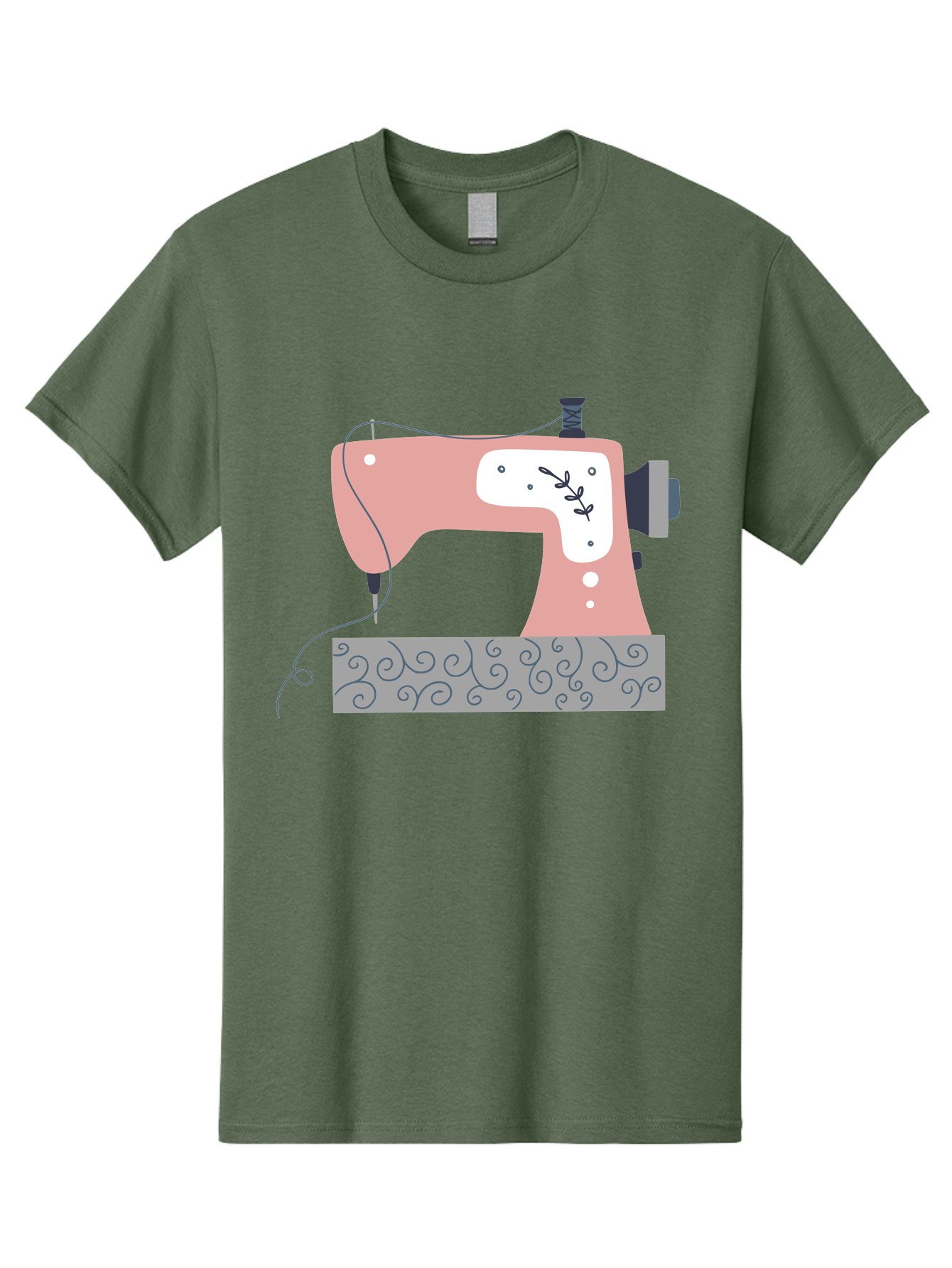 Sewing-Machine-6 Men'S Graphic Tee, 100% Cotton, Comfortable Casual Summer Wear, Machine Washable, Sewing Machine, Pink And White Machine, Thread And Fabric, Sewing Hobby, Crafting, Needlework, Handmade, Tailoring Aac105