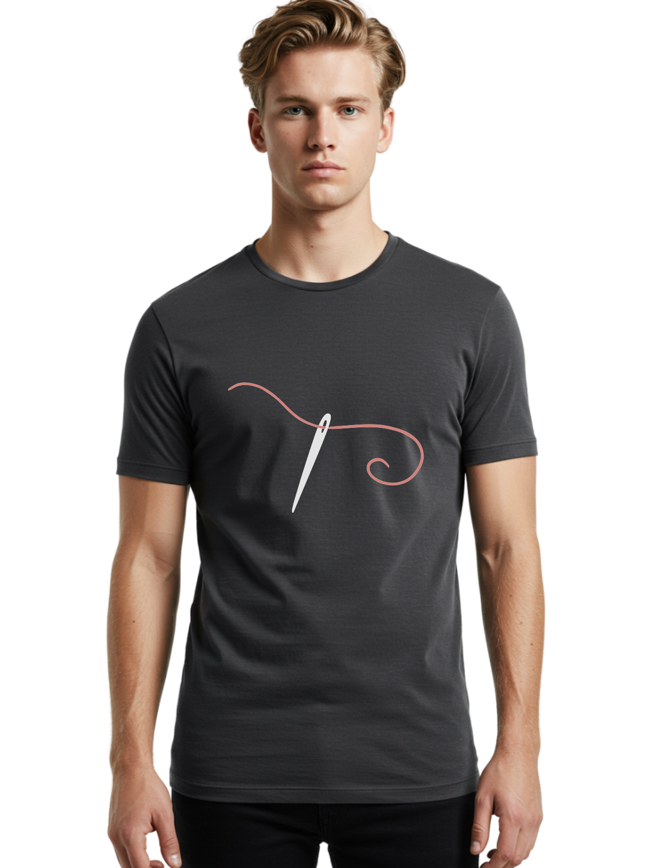 Sewing-Needle-1 Men'S Graphic Tee, 100% Cotton, Comfortable Casual Summer Wear, Machine Washable, Sewing Needle, Thread, Needlework, Stitching, Handmade, Crafting, Embroidery, Tailoring, Diy Aac108
