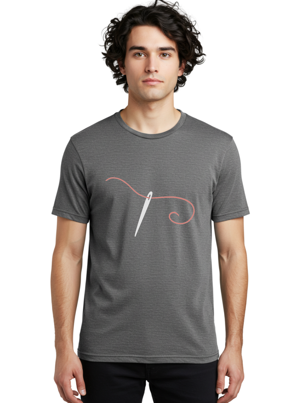 Sewing-Needle-1 Men'S Graphic Tee, 100% Cotton, Comfortable Casual Summer Wear, Machine Washable, Sewing Needle, Thread, Needlework, Stitching, Handmade, Crafting, Embroidery, Tailoring, Diy Aac108