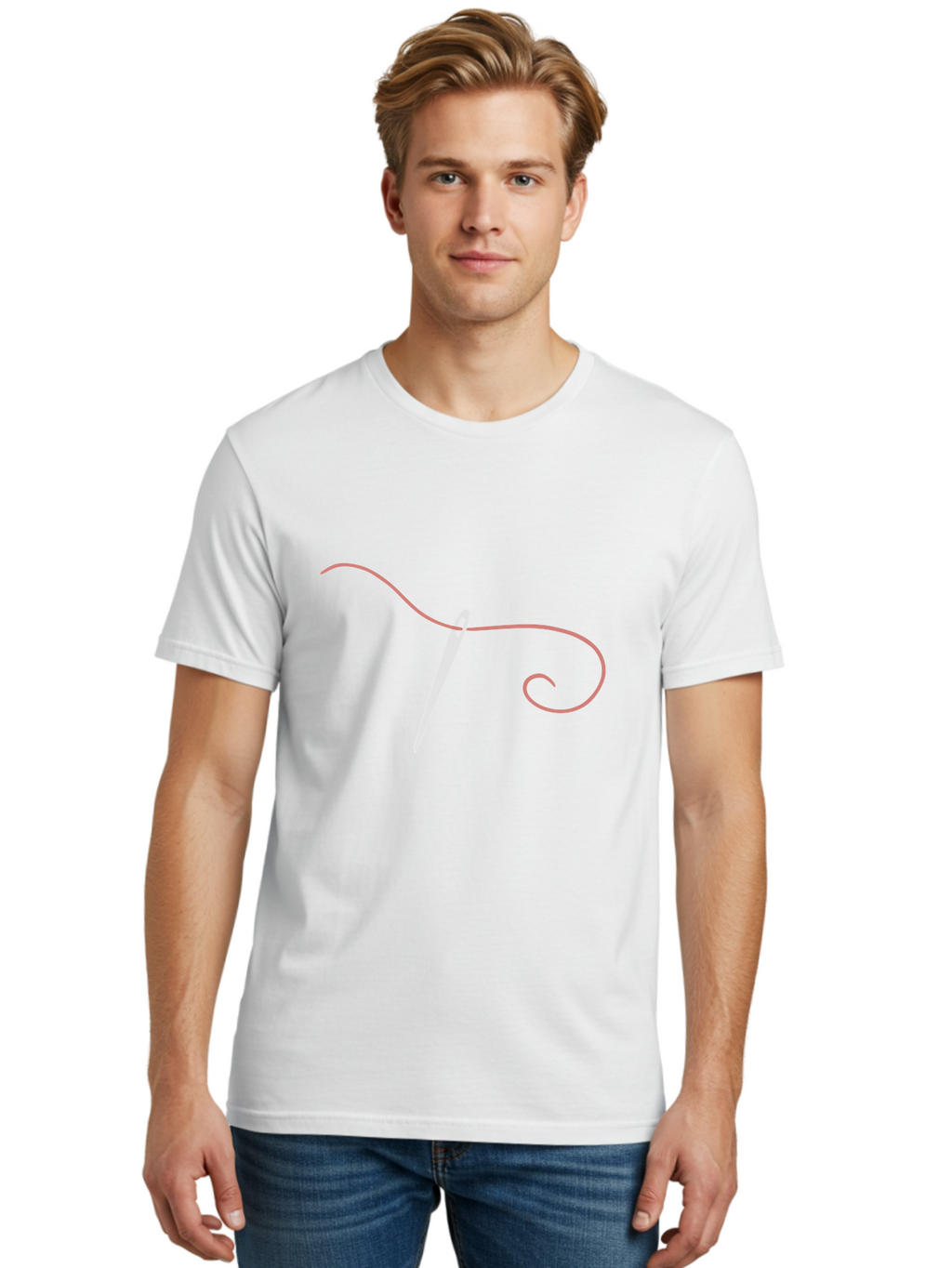 Sewing-Needle-1 Men'S Graphic Tee, 100% Cotton, Comfortable Casual Summer Wear, Machine Washable, Sewing Needle, Thread, Needlework, Stitching, Handmade, Crafting, Embroidery, Tailoring, Diy Aac108
