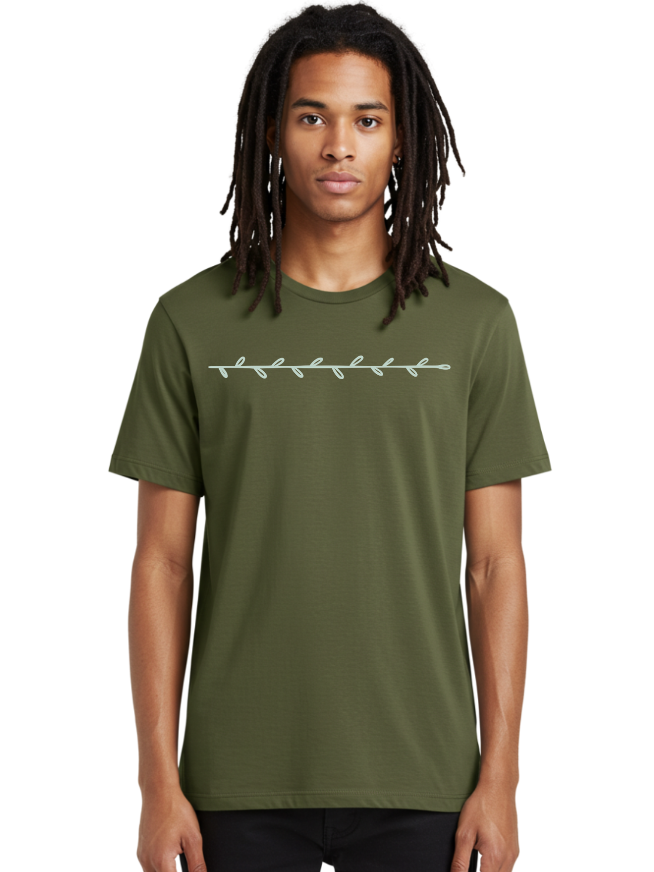 Simple-White-Vine Men'S Graphic Tee, 100% Cotton, Comfortable Casual Summer Wear, Machine Washable, Simple Branch Design, Minimalist Illustration, White Leaves, Delicate Pattern, Elegant Line Art, Modern Graphics, Floral Element Aac113