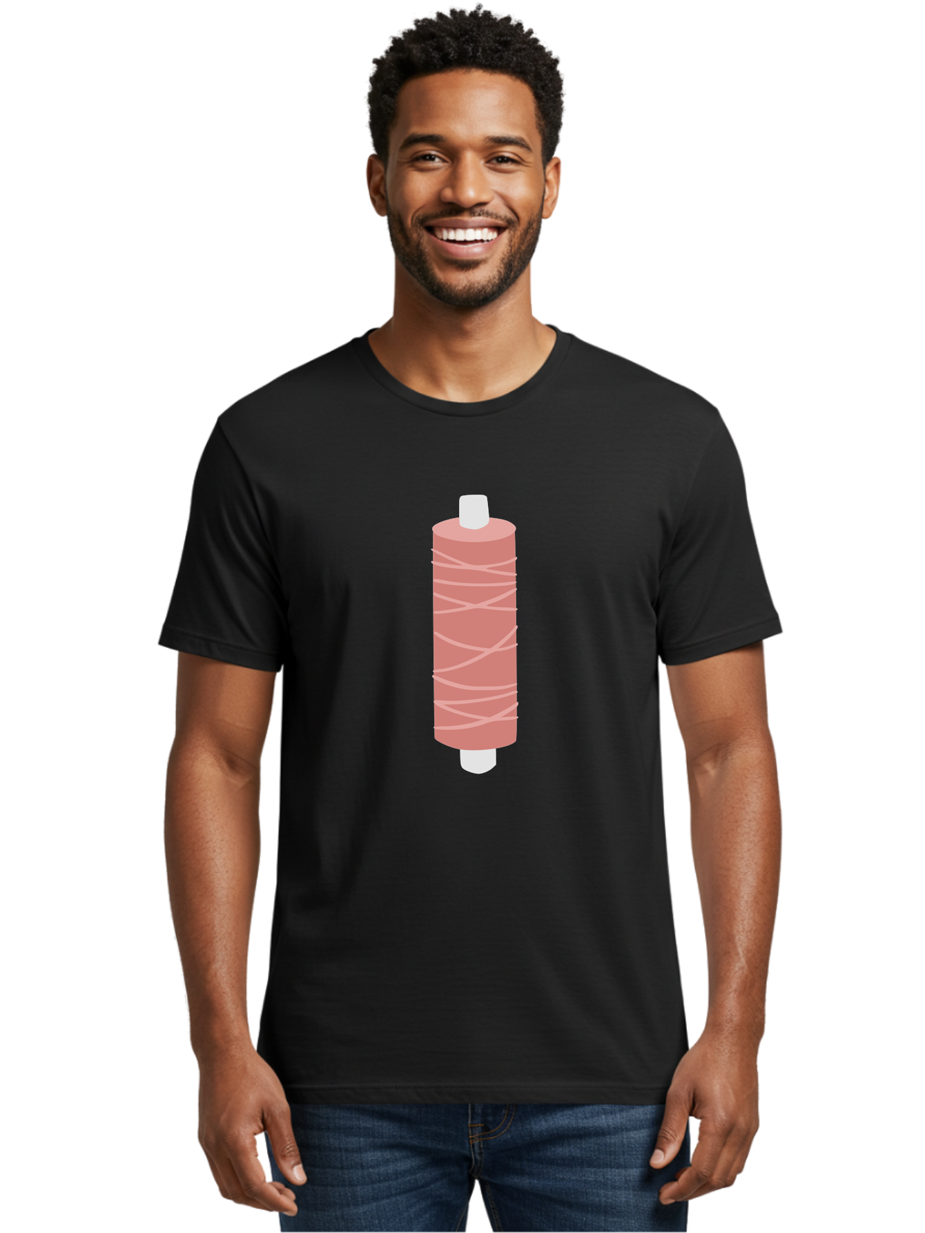Spool-Of-Thread-1 Men'S Graphic Tee, 100% Cotton, Comfortable Casual Summer Wear, Machine Washable, Spool, Thread, Sewing, Pink Thread, Crafting, Embroidery, Fashion Design, Sewing Supplies, Tailoring, Pastel Colors Aac114