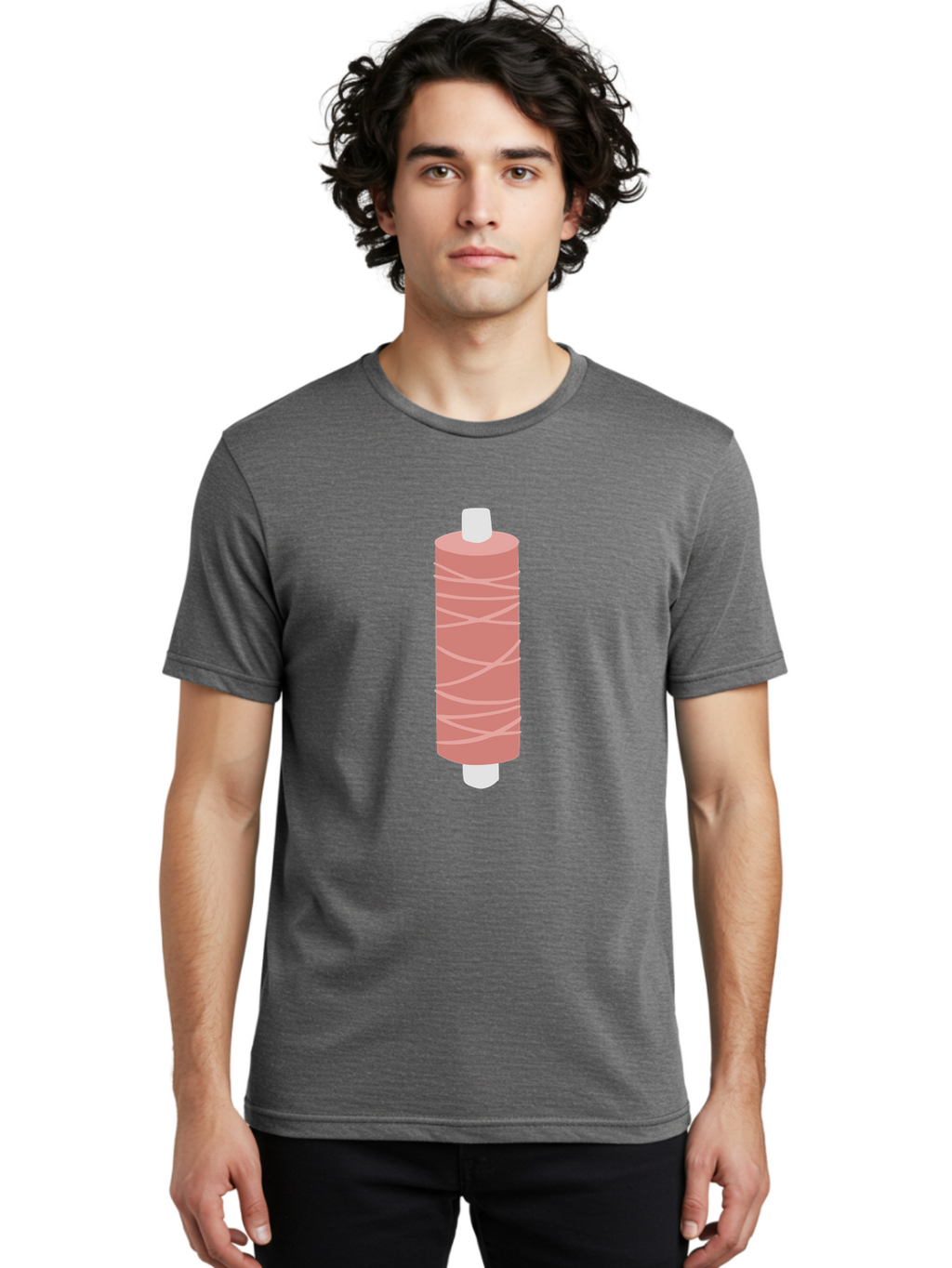 Spool-Of-Thread-1 Men'S Graphic Tee, 100% Cotton, Comfortable Casual Summer Wear, Machine Washable, Spool, Thread, Sewing, Pink Thread, Crafting, Embroidery, Fashion Design, Sewing Supplies, Tailoring, Pastel Colors Aac114