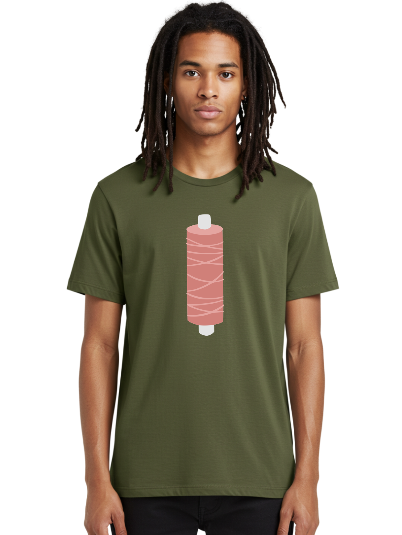 Spool-Of-Thread-1 Men'S Graphic Tee, 100% Cotton, Comfortable Casual Summer Wear, Machine Washable, Spool, Thread, Sewing, Pink Thread, Crafting, Embroidery, Fashion Design, Sewing Supplies, Tailoring, Pastel Colors Aac114
